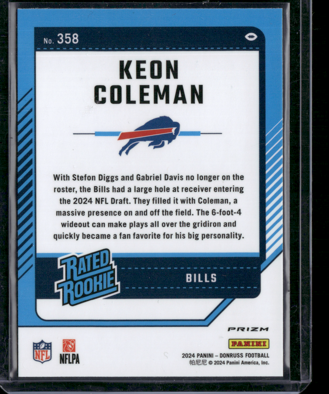 2024 Donruss Football KEON COLEMAN #358 Red Hyper Prizm Optic Rookie