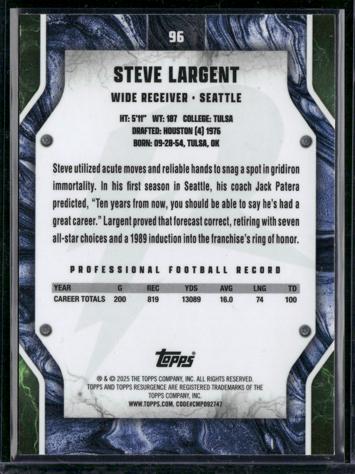 2024 Topps Resurgence STEVE LARGENT #96