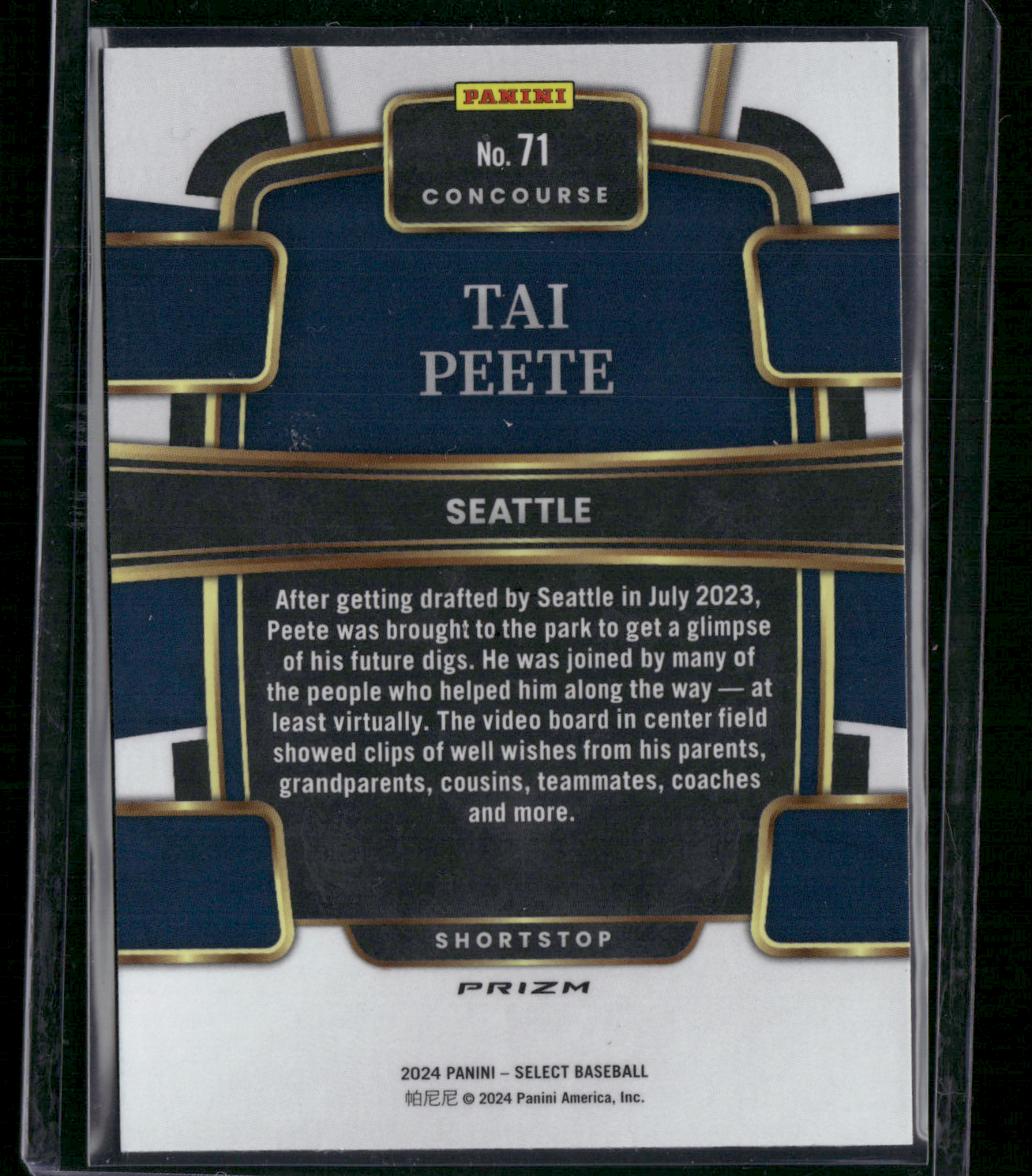 2024 Select Baseball TAI PEETE #71 Concourse Silver Prizm