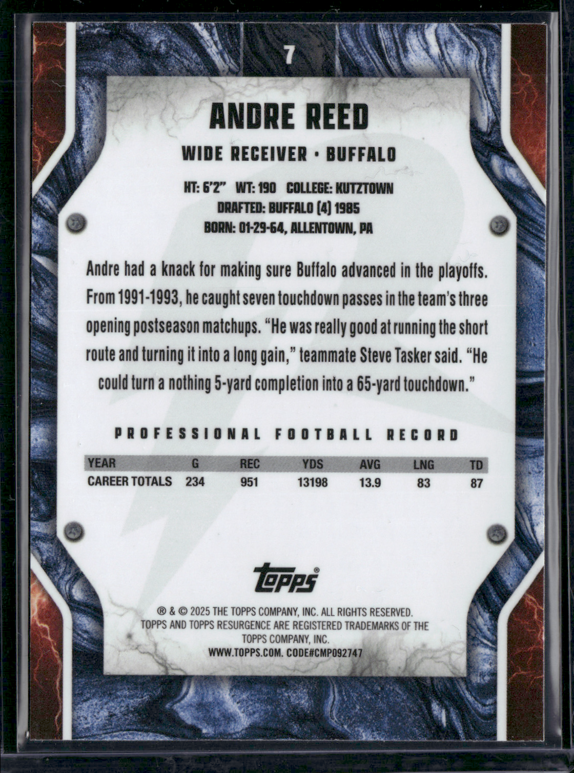 2024 Topps Resurgence ANDRE REED #7