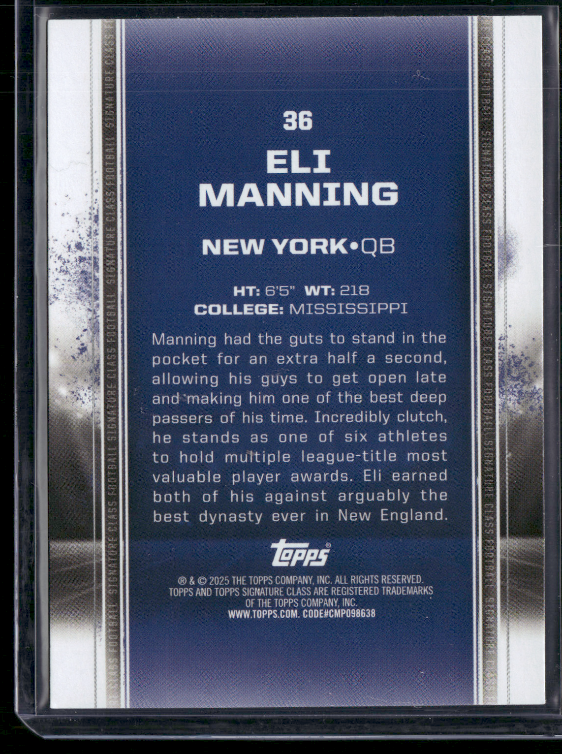 2024 Topps Signature Class ELI MANNING #36