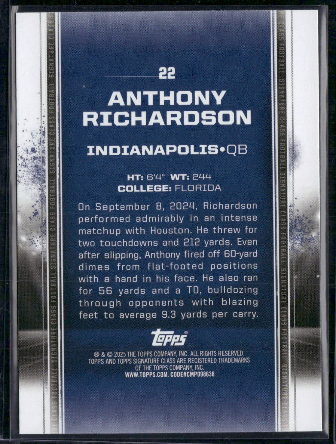2024 Topps Signature Class ANTHONY RICHARDSON #22