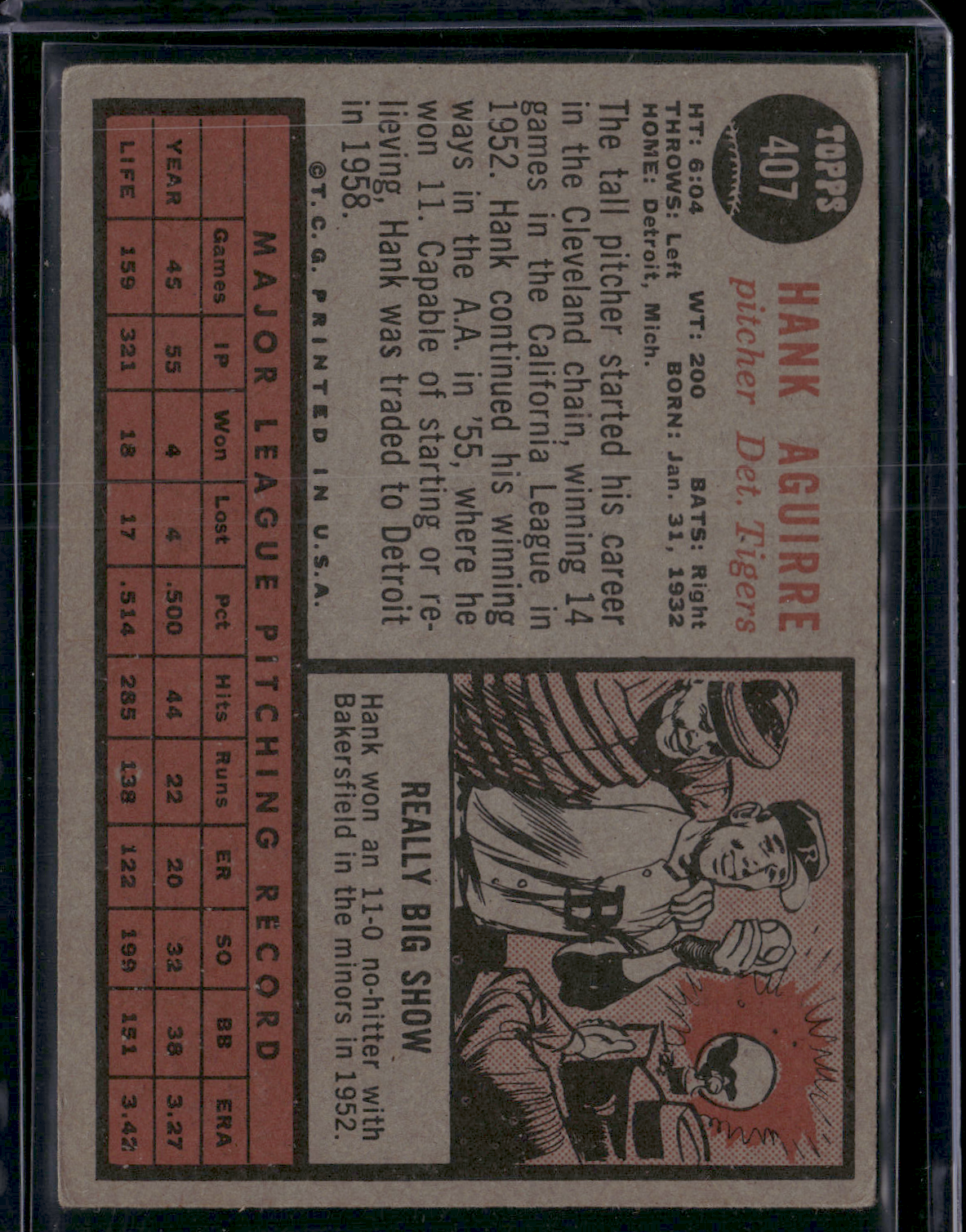 1962 Topps HANK AGUIRRE #407