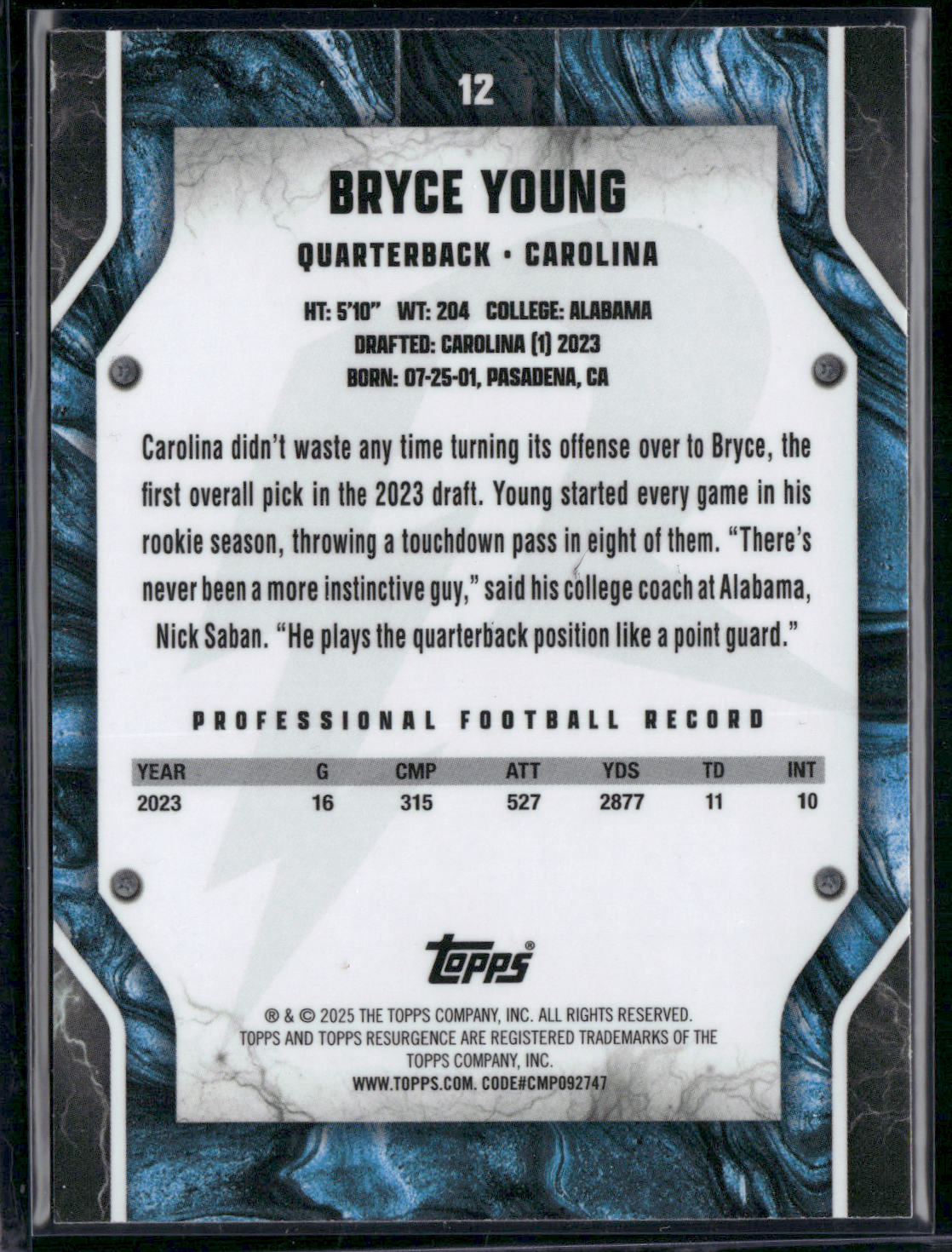2024 Topps Resurgence BRYCE YOUNG #12