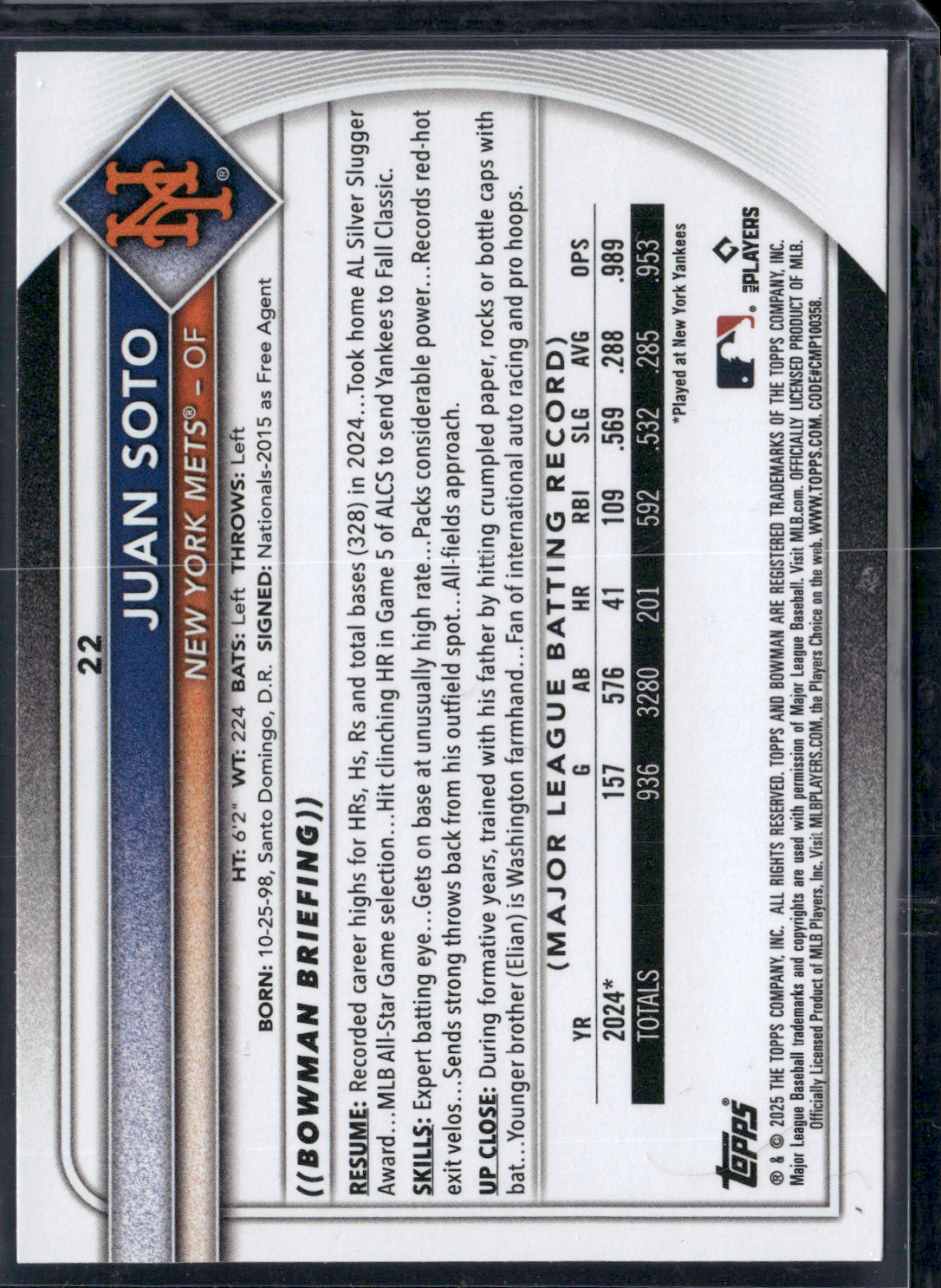 2025 Bowman JUAN SOTO #22