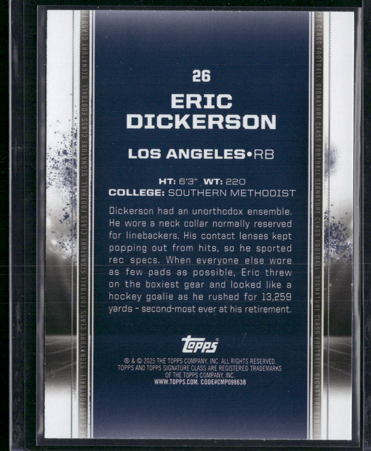 2024 Topps Signature Class ERIC DICKERSON #26 TEAL 71/225