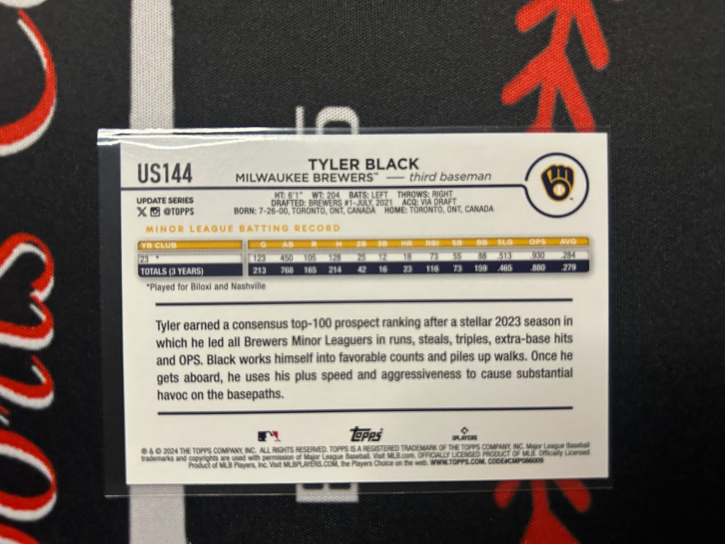 2024 Topps Update TYLER BLACK RC #US144