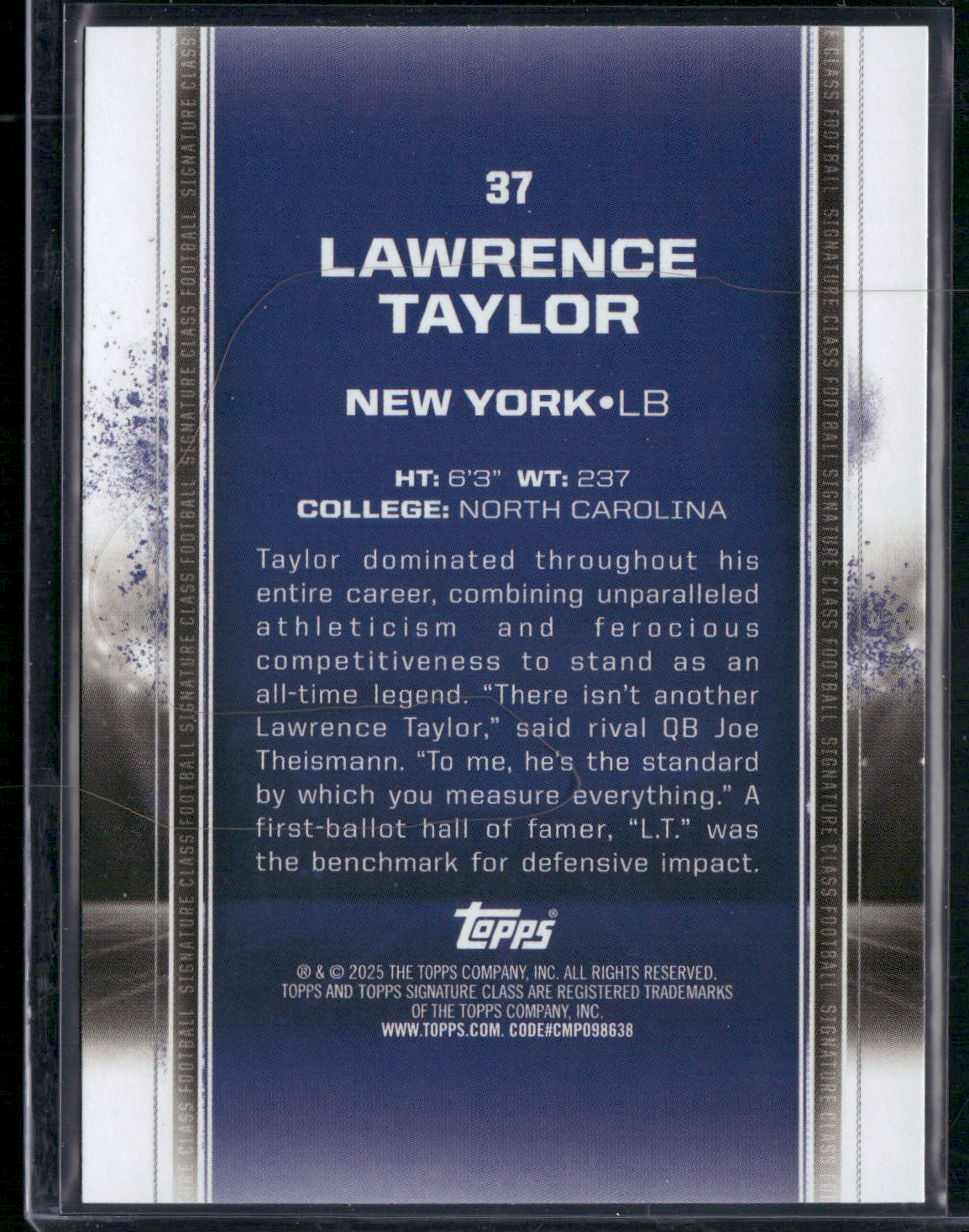 2024 Topps Signature Class LAWRENCE TAYLOR #37