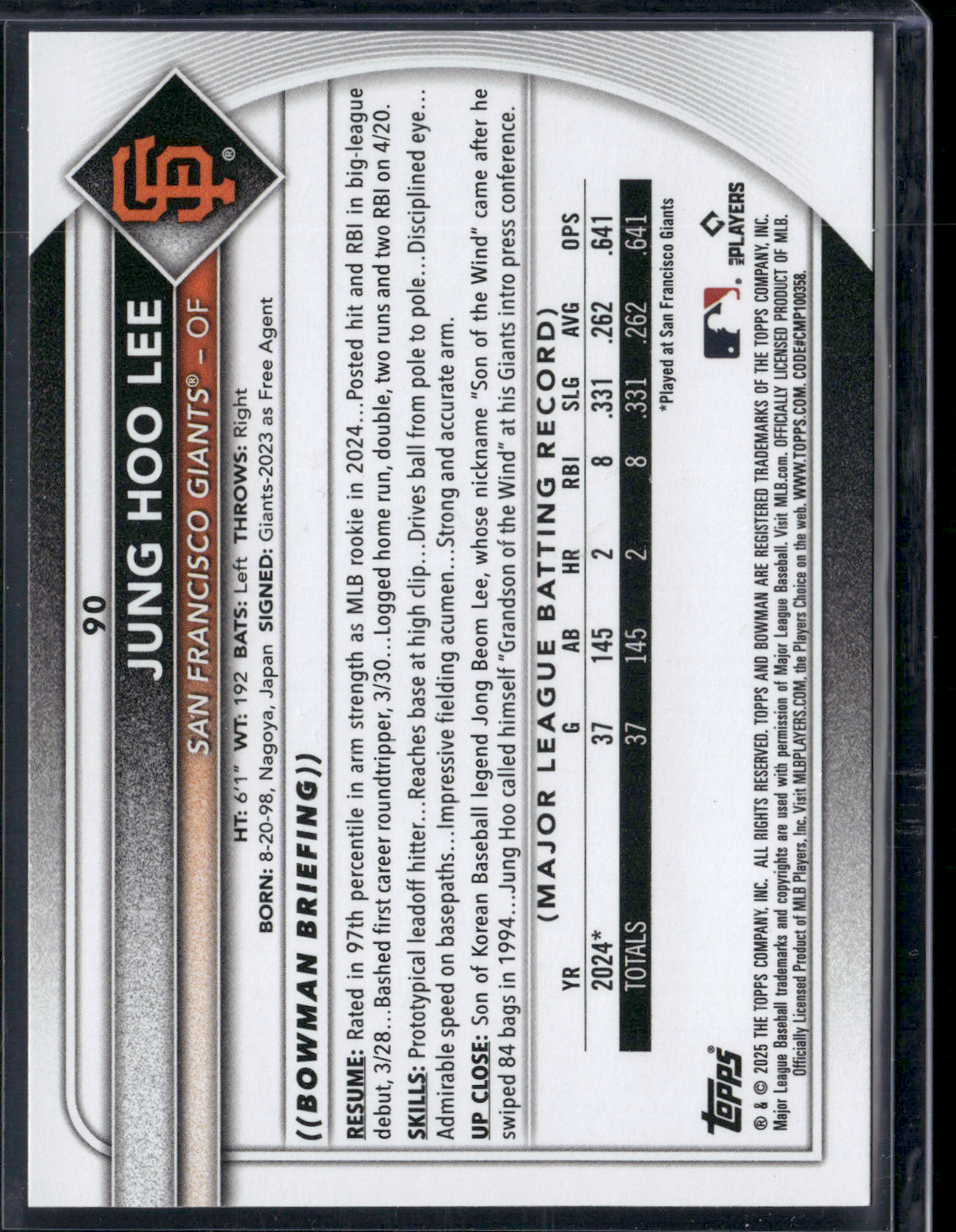 2025 Bowman JUNG HOO LEE #90