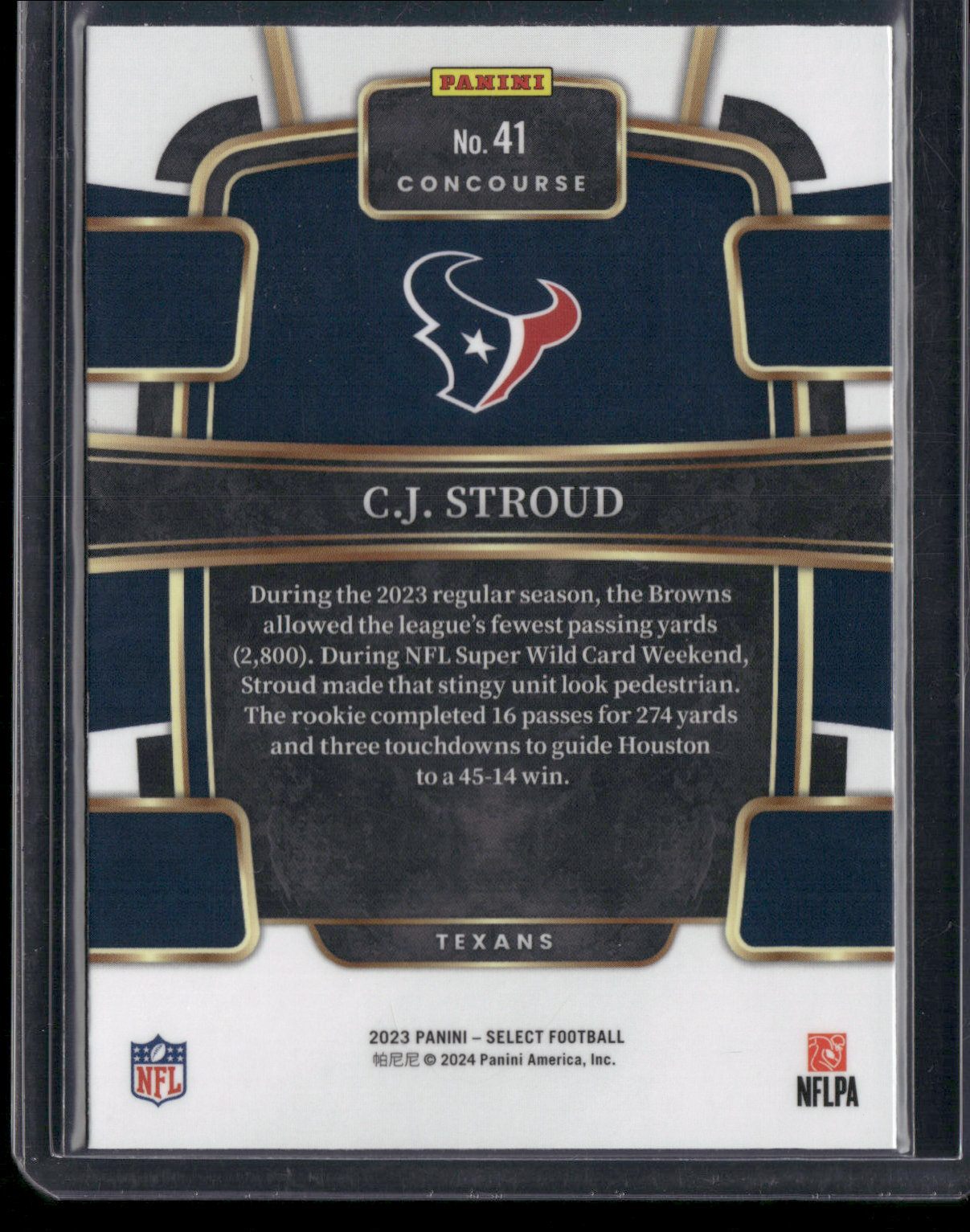 2023 Panini Select C.J. STROUD #41 Concourse Rookie RC
