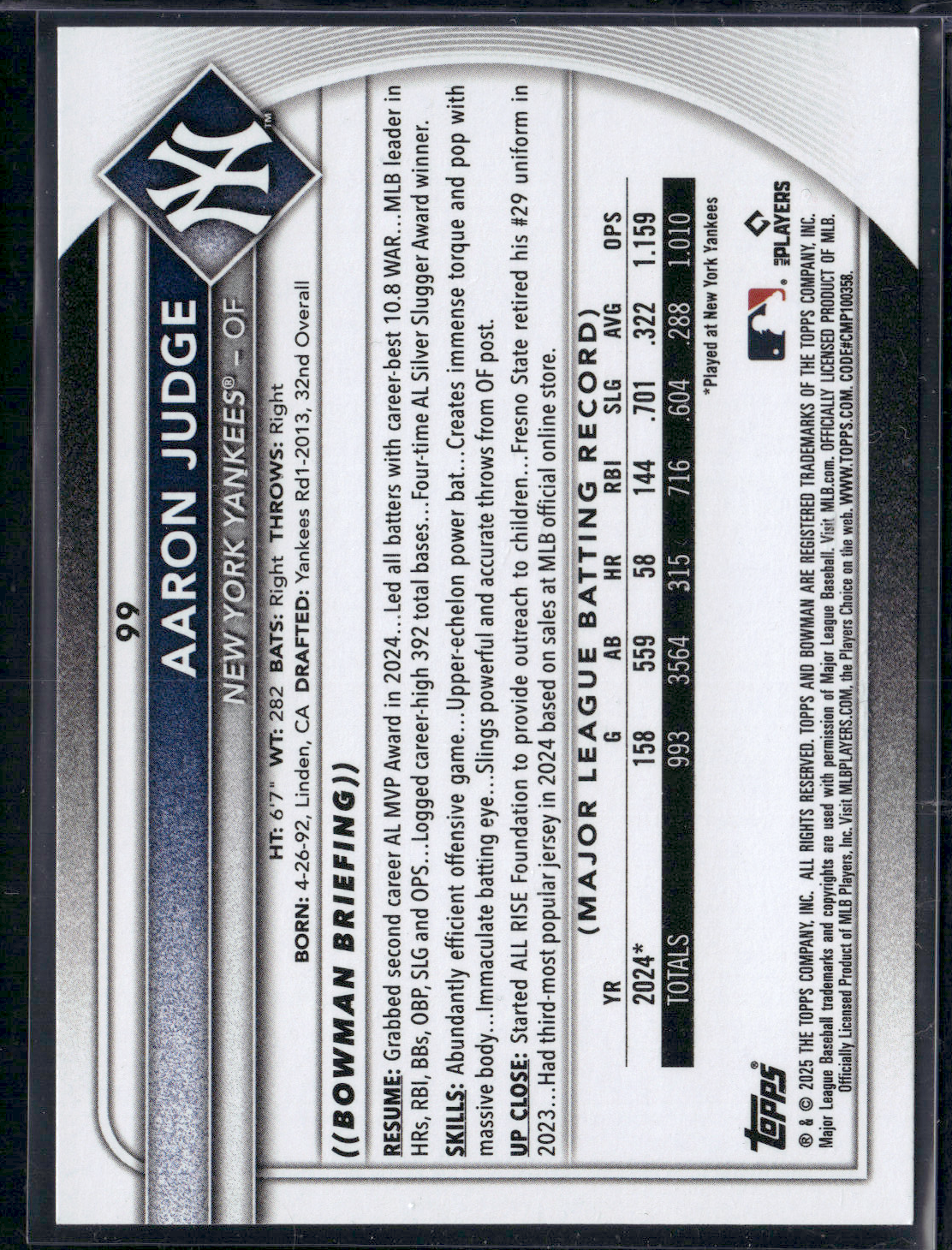 2025 Bowman AARON JUDGE #99