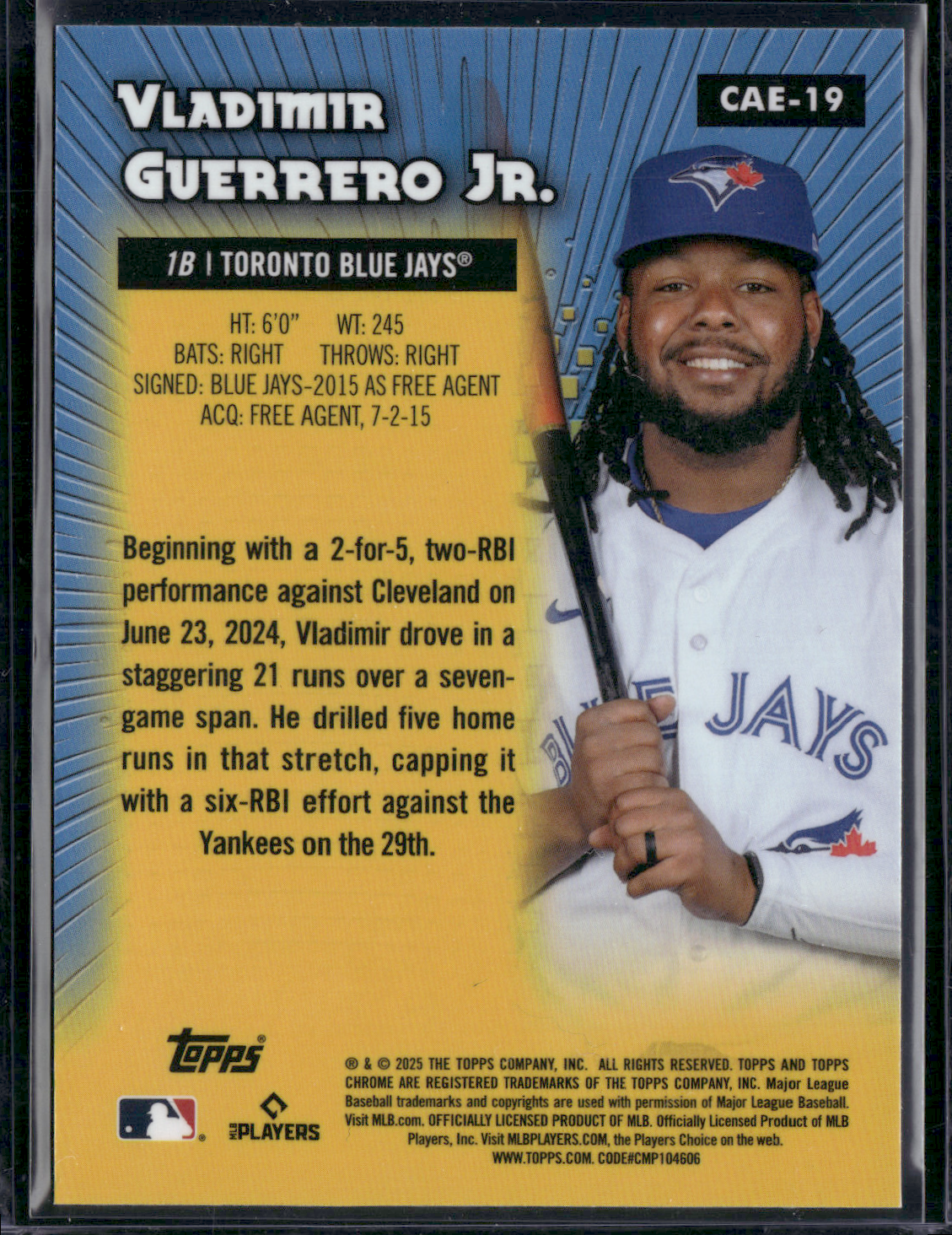 2025 Topps Chrome VLADIMIR GUERRERO JR. #CAE-19 All Etch