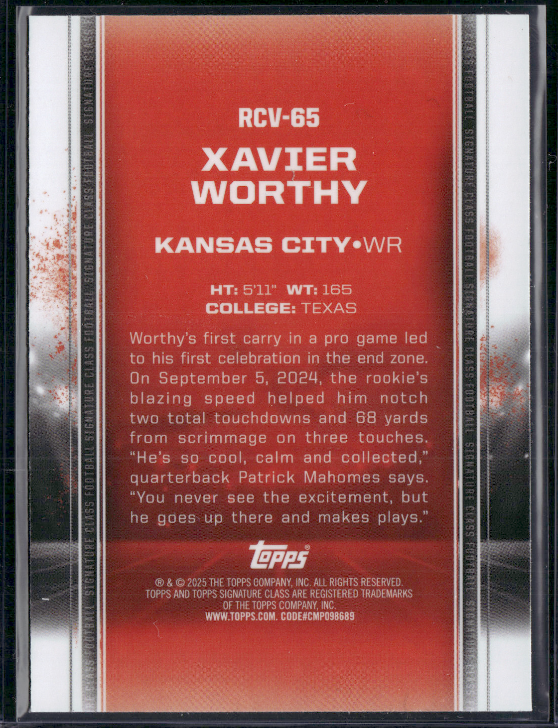 2024 Topps Signature Class XAVIER WORTHY #RCV-65 CHROME Rookie Card RC