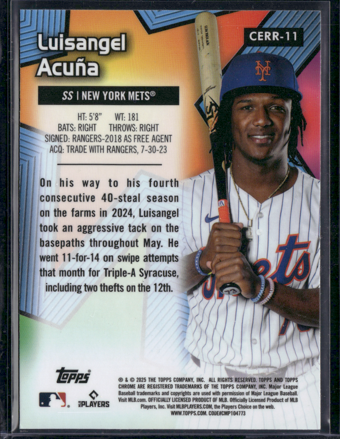 2025 Topps Chrome LUISANGEL ACUNA #CERR-11 All Etch Rookie Rush Rookie RC