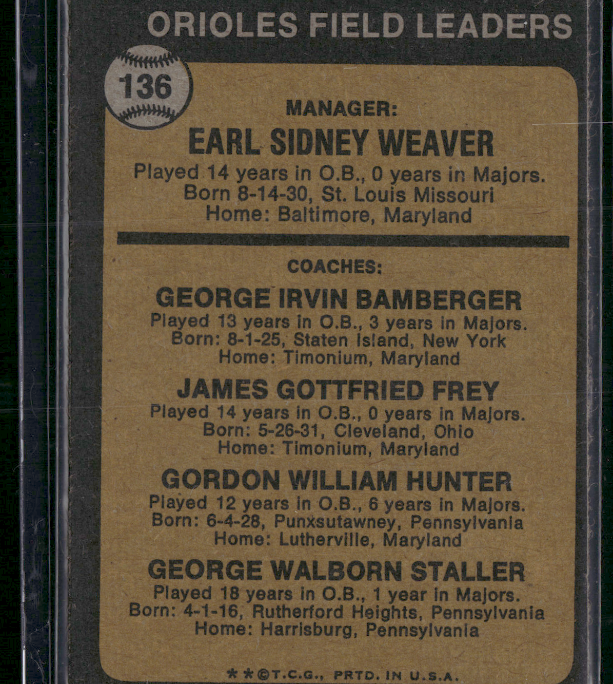 1973 Topps EARL WEAVER #136