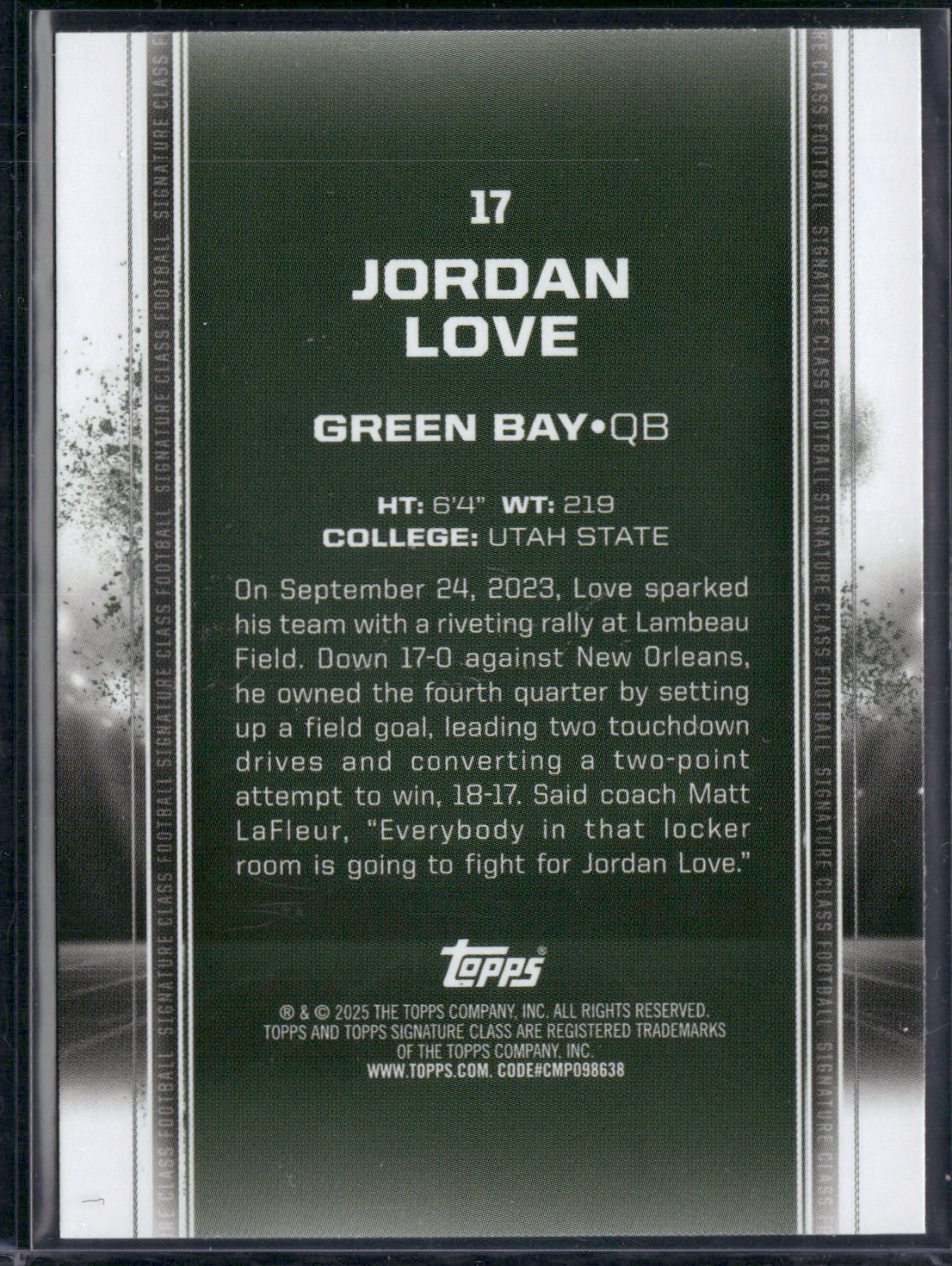 2024 Topps Signature Class JORDAN LOVE #17