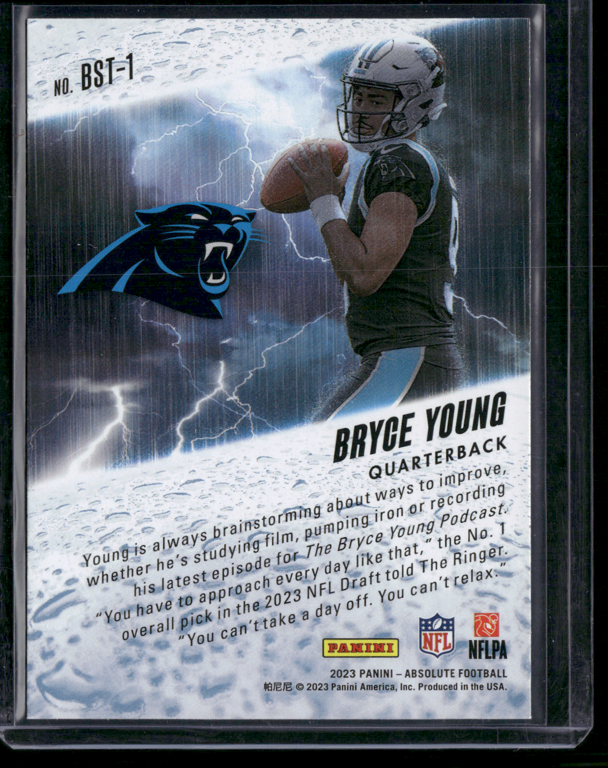 2023 Absolute Football BRYCE YOUNG #BST-1 By Storm Rookie RC