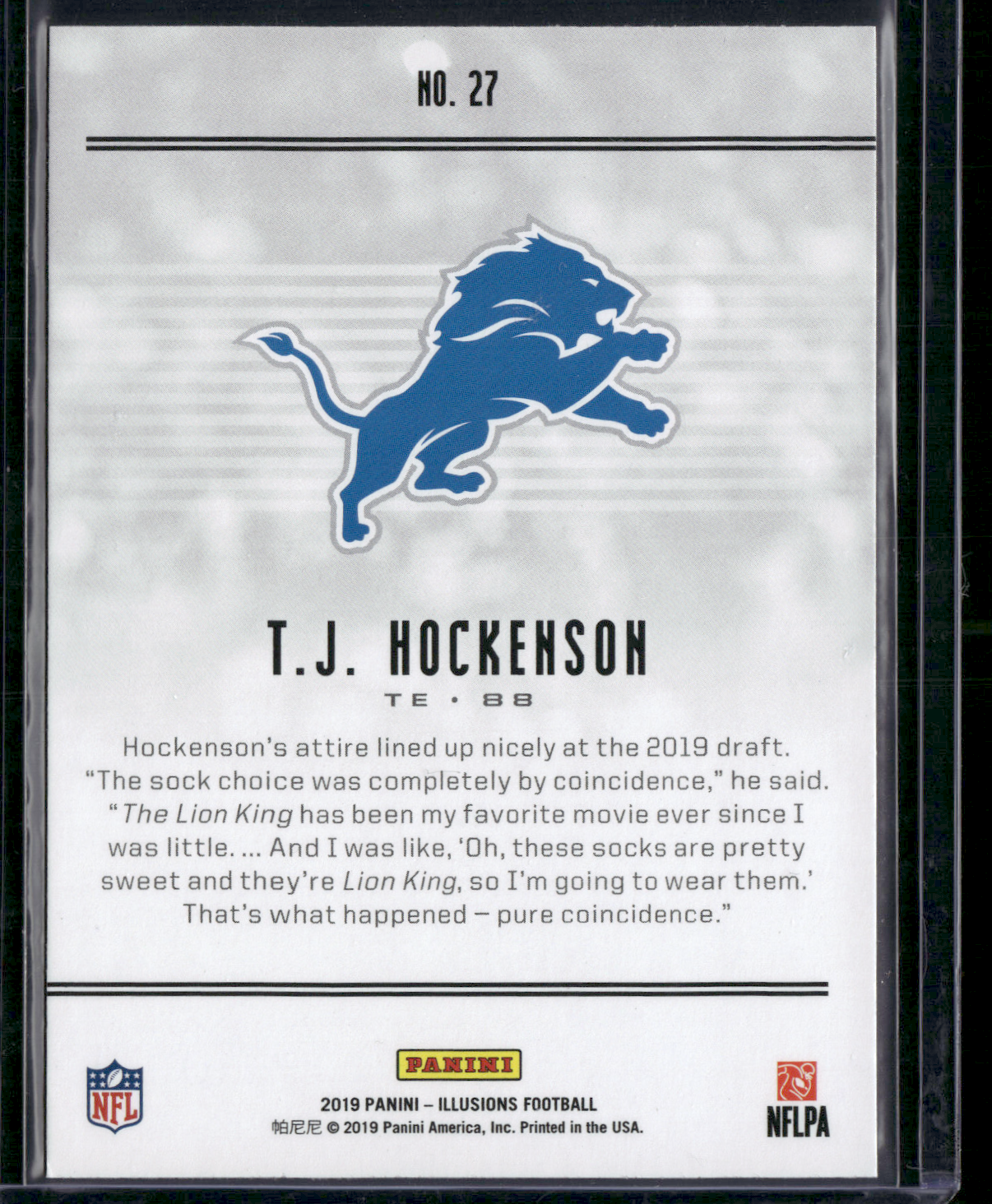 2019 Illusions TJ HOCKENSON RC #27 Blue