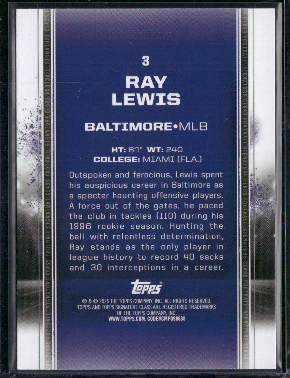 2024 Topps Signature Class RAY LEWIS #3