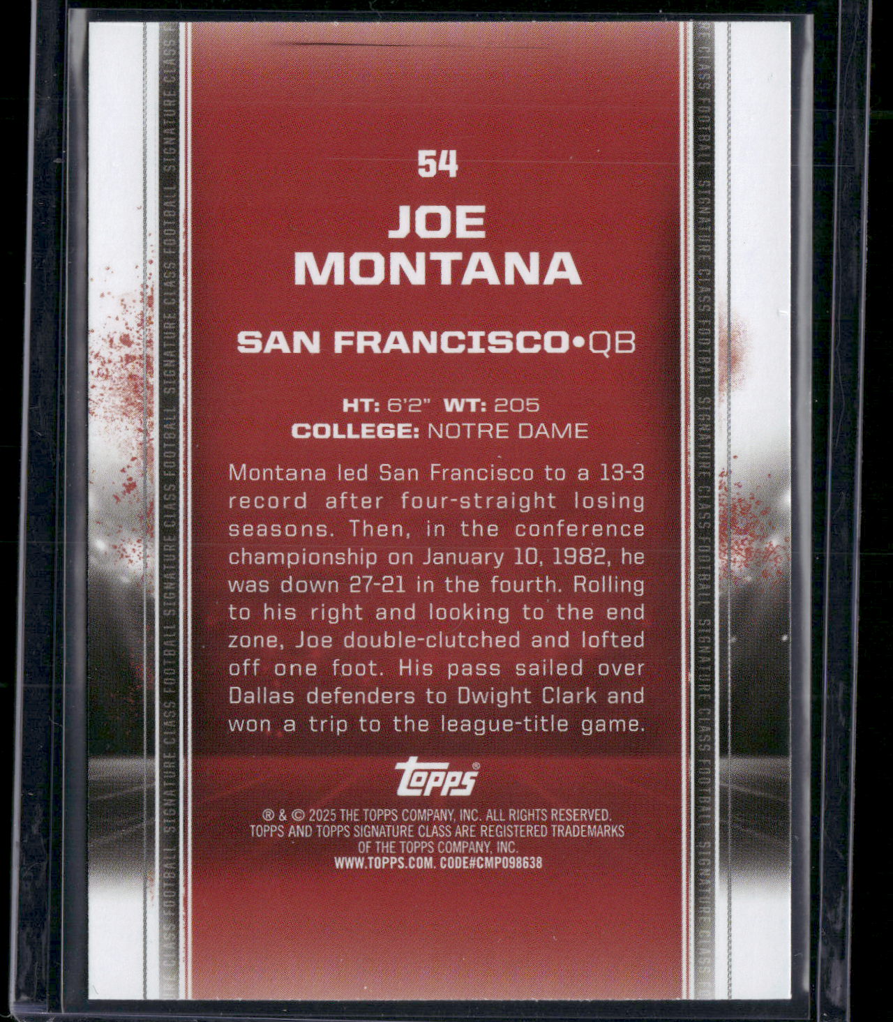 2024 Topps Signature Class JOE MONTANA #54