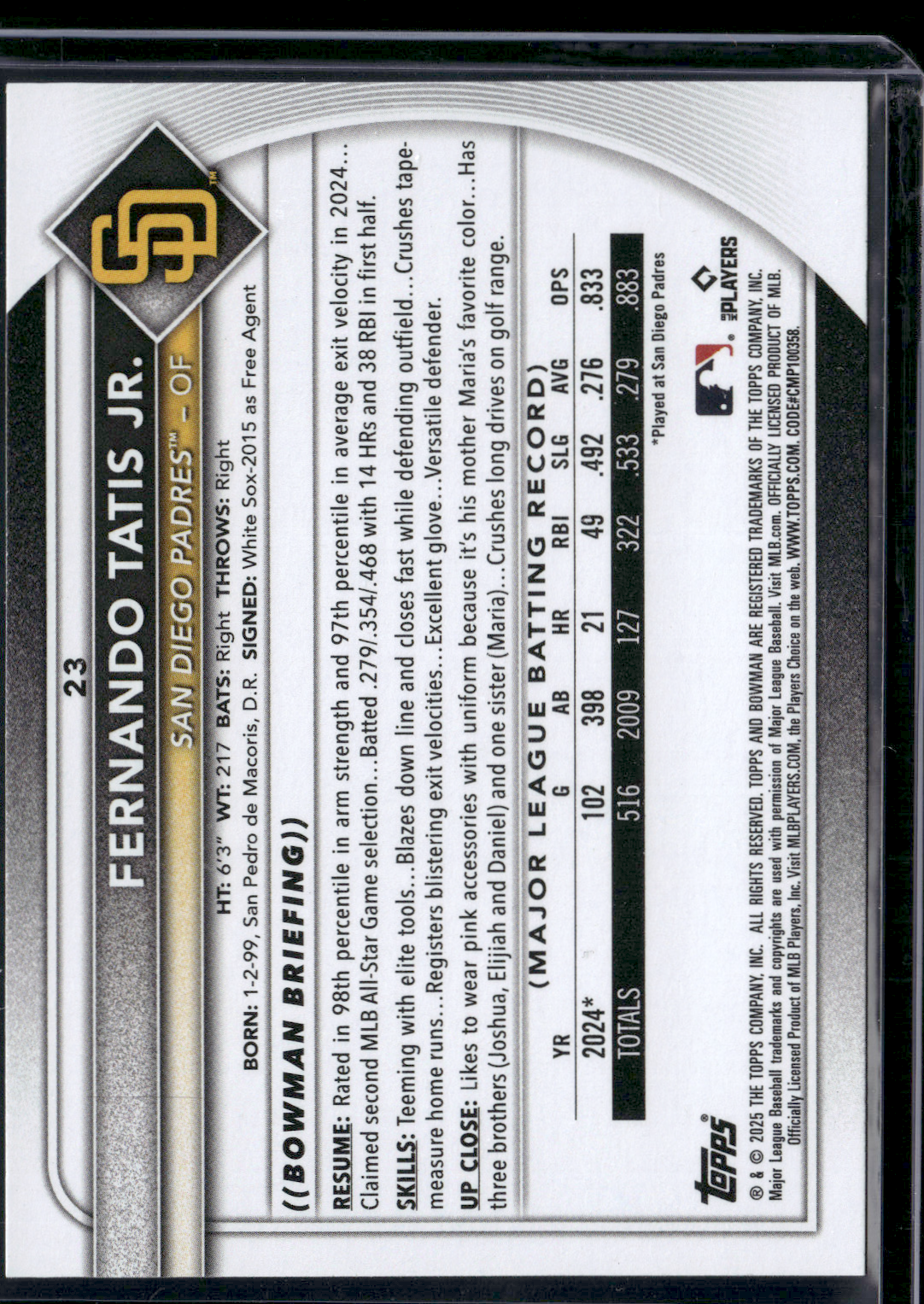 2025 Bowman FERNANDO TATIS JR #23
