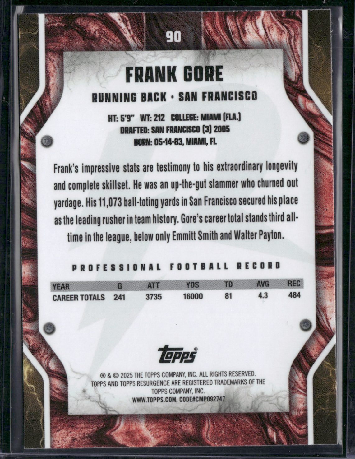 2024 Topps Resurgence FRANK GORE #90