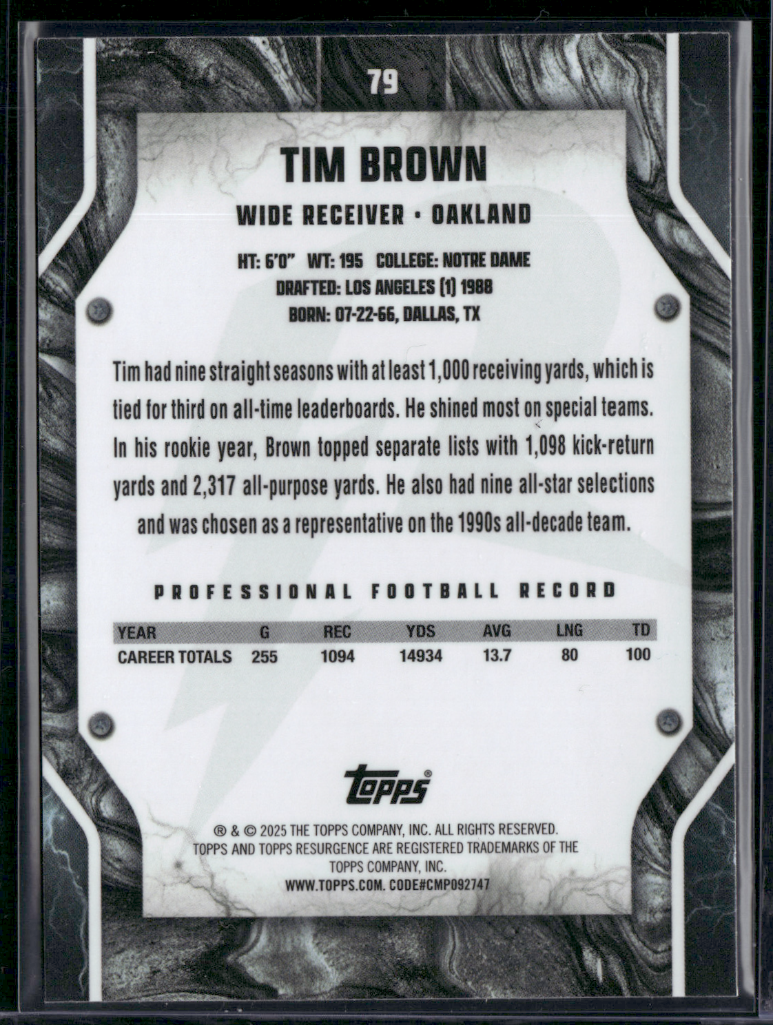 2024 Topps Resurgence TIM BROWN #79