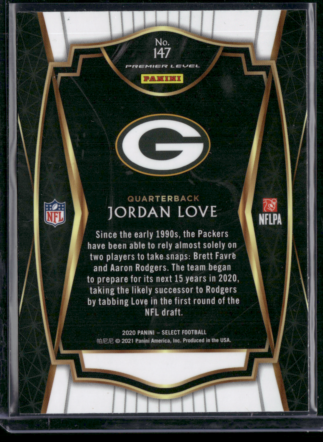 2020 Select Football JORDAN LOVE #147 Premier Level Rookie RC