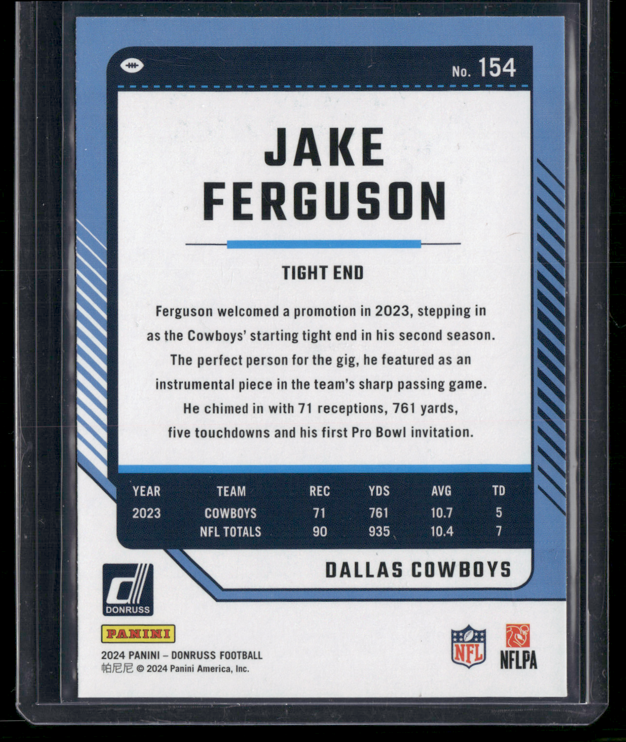 2024 Donruss Football JAKE FERGUSON #154 Green Press Proof