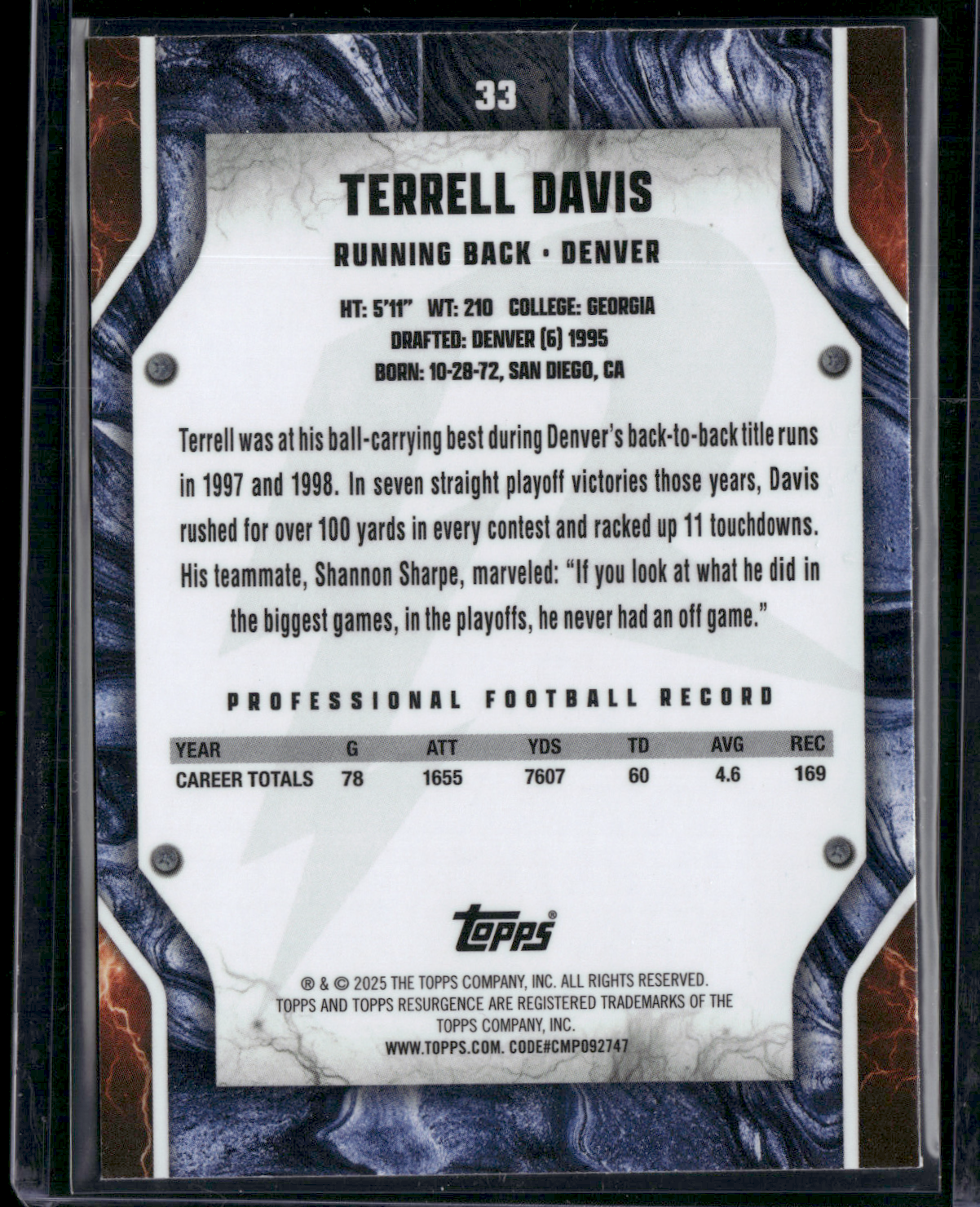 2024 Topps Resurgence TERRELL DAVIS #33