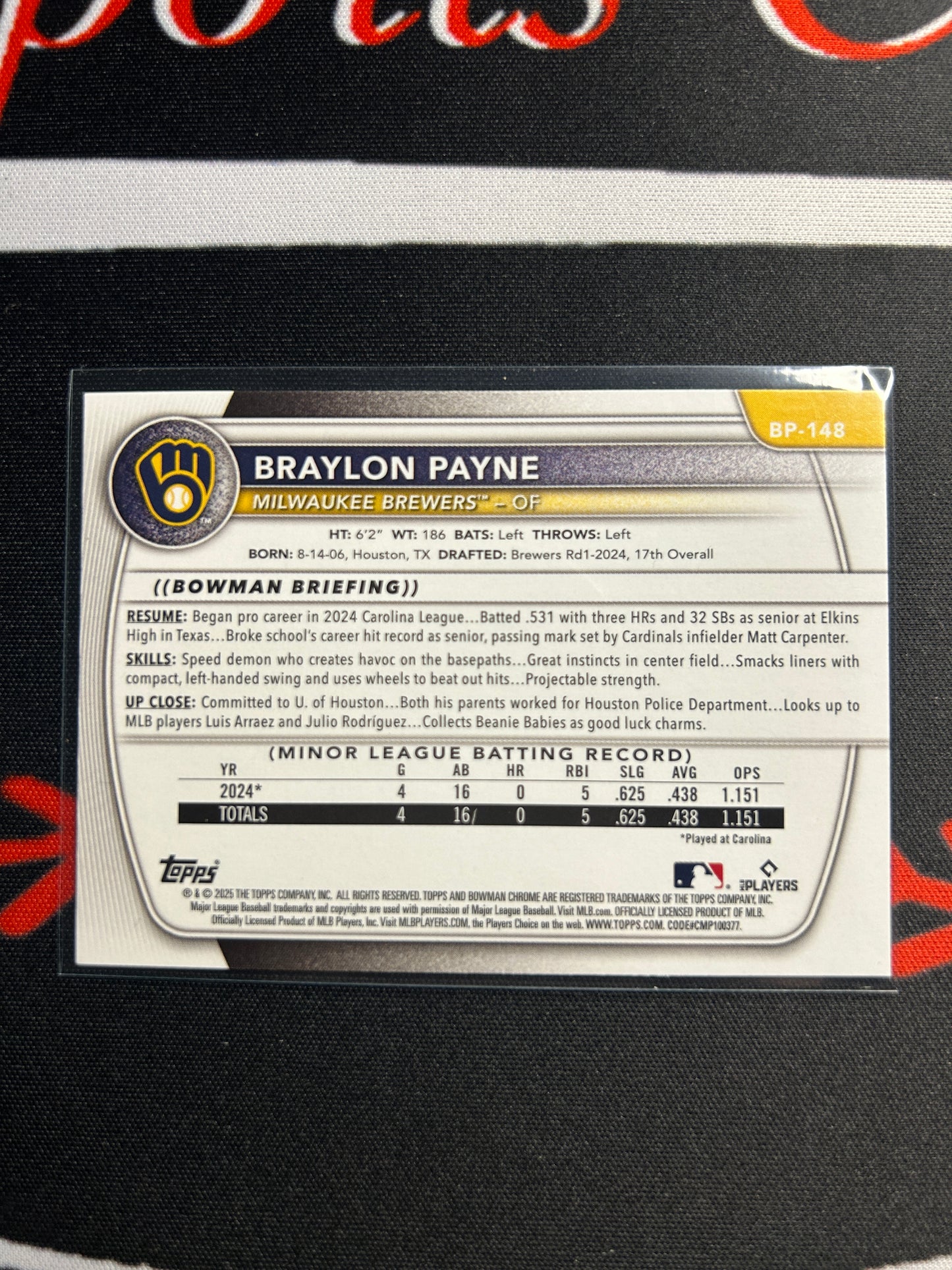 2025 Bowman BRAYLON PAYNE #BP-148
