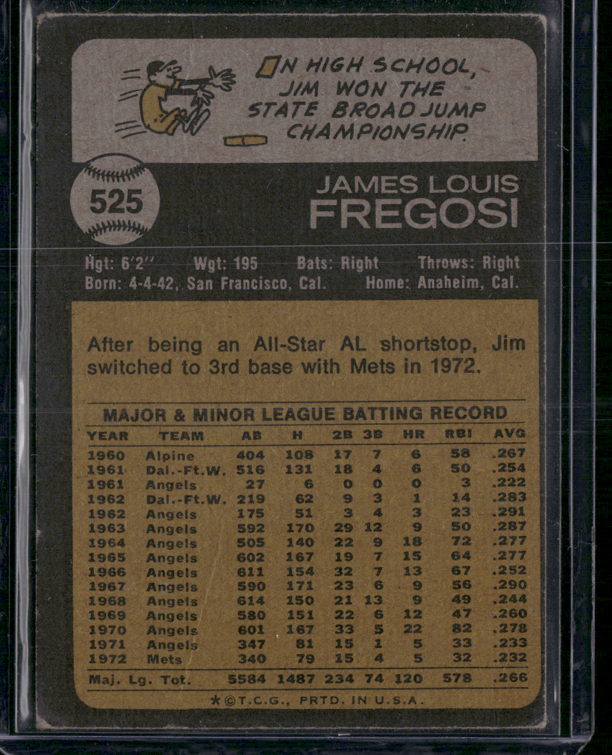 1973 Topps JIM FREGOSI #525