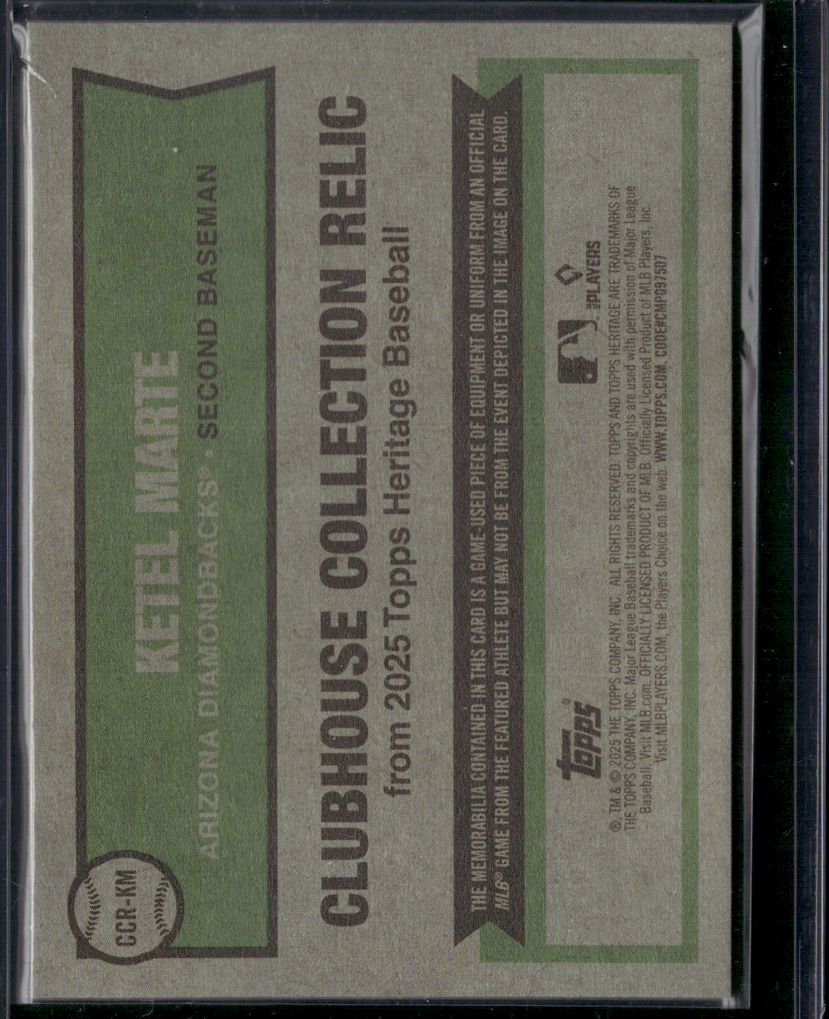 2025 Topps Heritage KETEL MARTE #CCR-KM Clubhouse Collection Relic