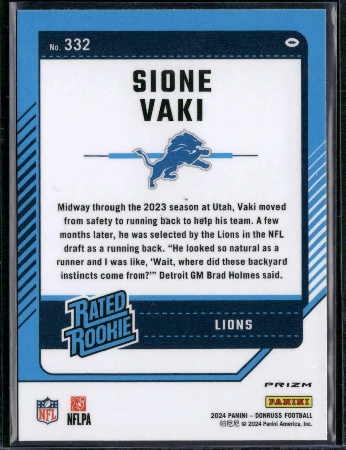 2024 Donruss Football SIONE VAKI #332 Optic Preview Pink Prizm Rookie RC