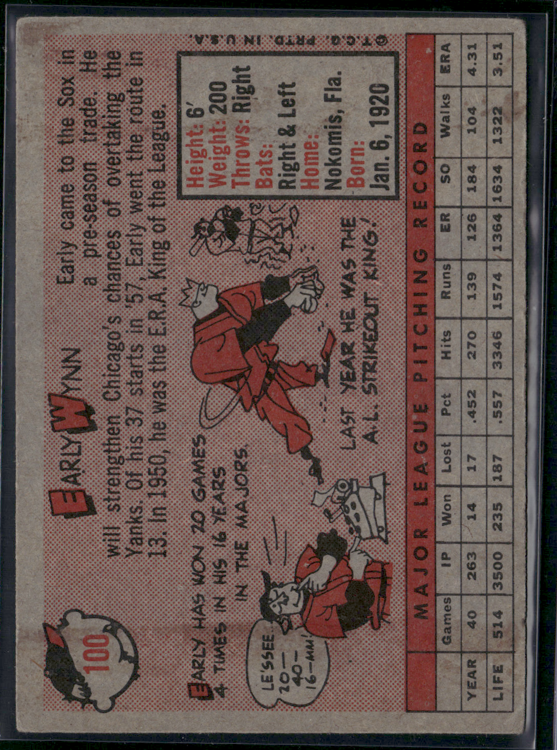 1958 Topps EARLY WYNN #100