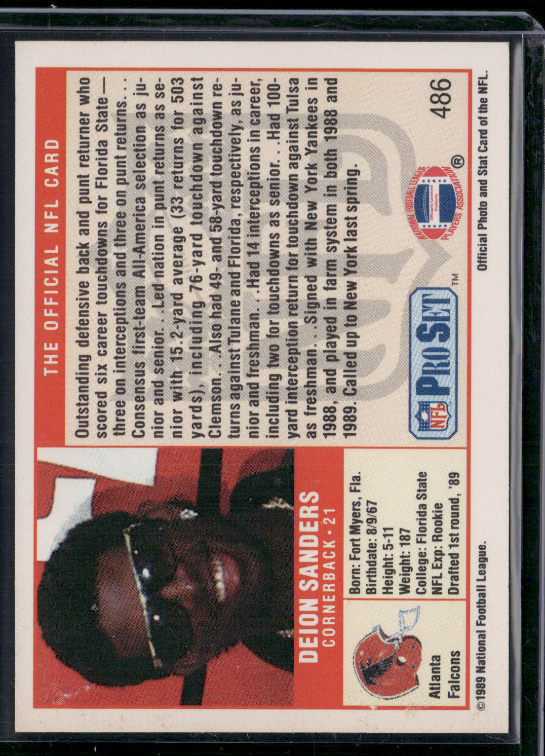 1989 Pro Set DEION SANDERS #486 Rookie RC