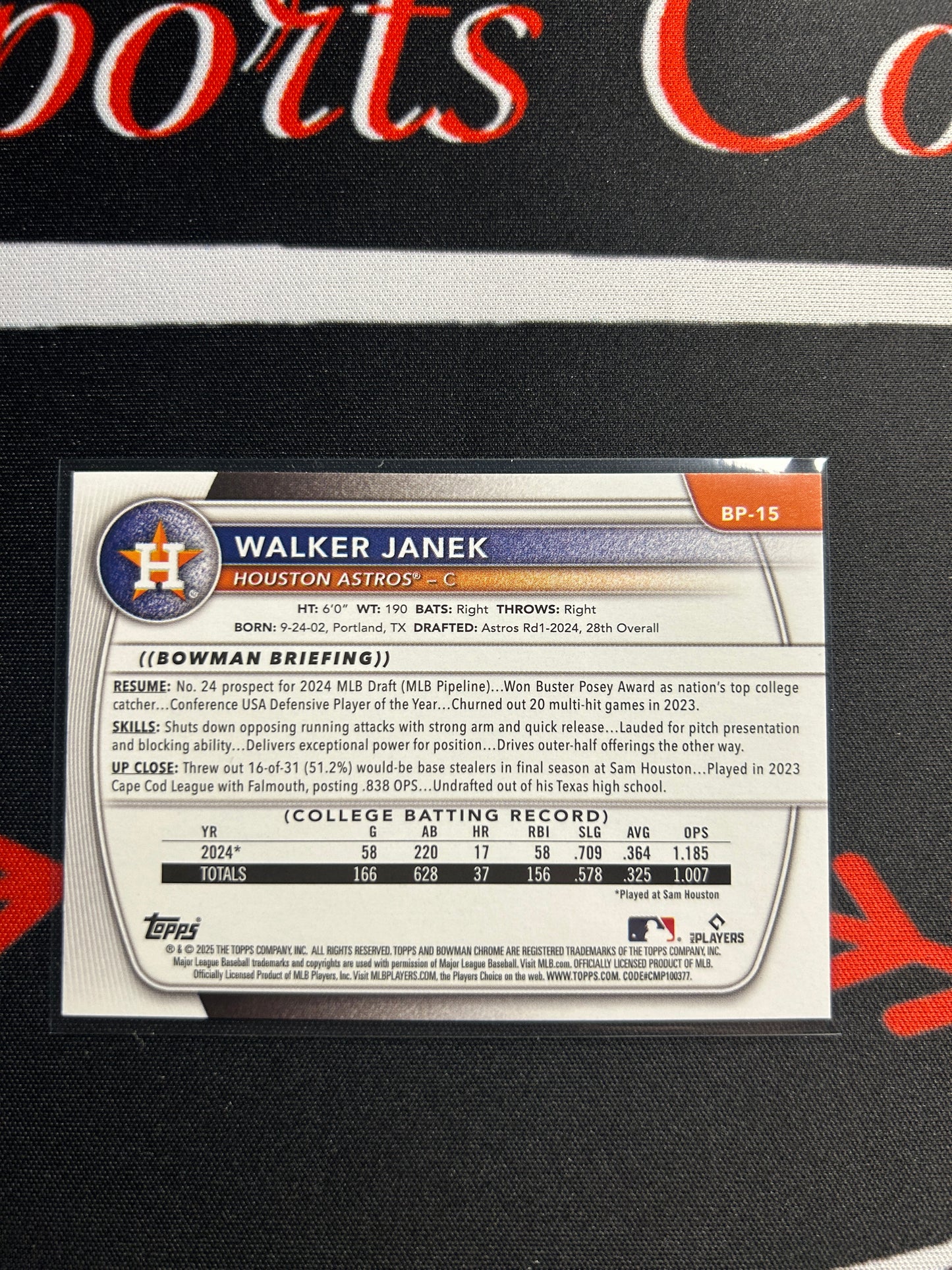 2025 Bowman WALKER JANEK #BP-15 1st Bowman