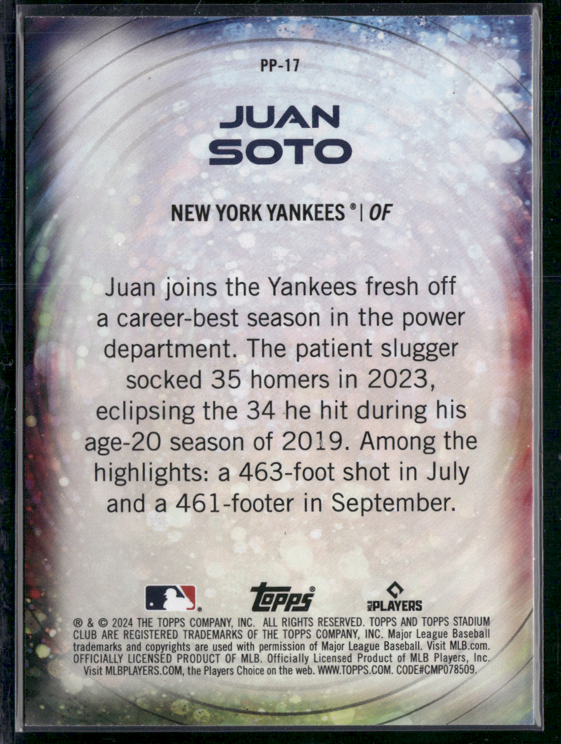 2024 Stadium Club JUAN SOTO #PP-17 POWER PACKED