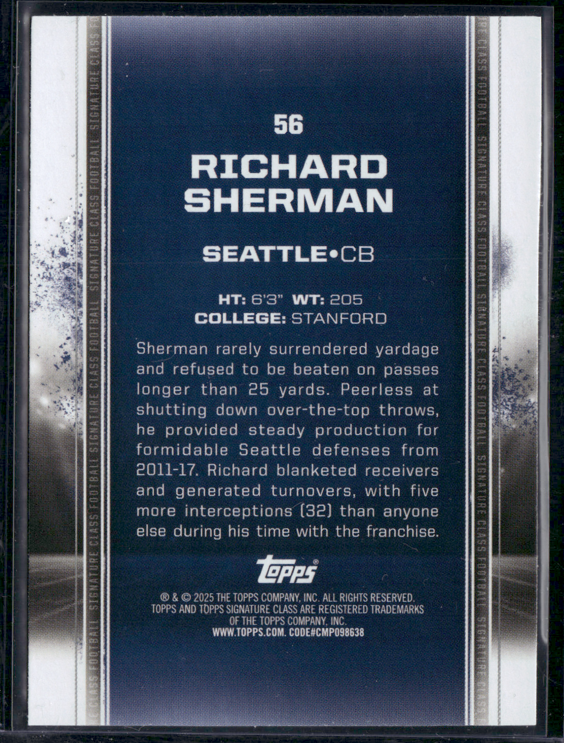 2024 Topps Signature Class RICHARD SHERMAN #56