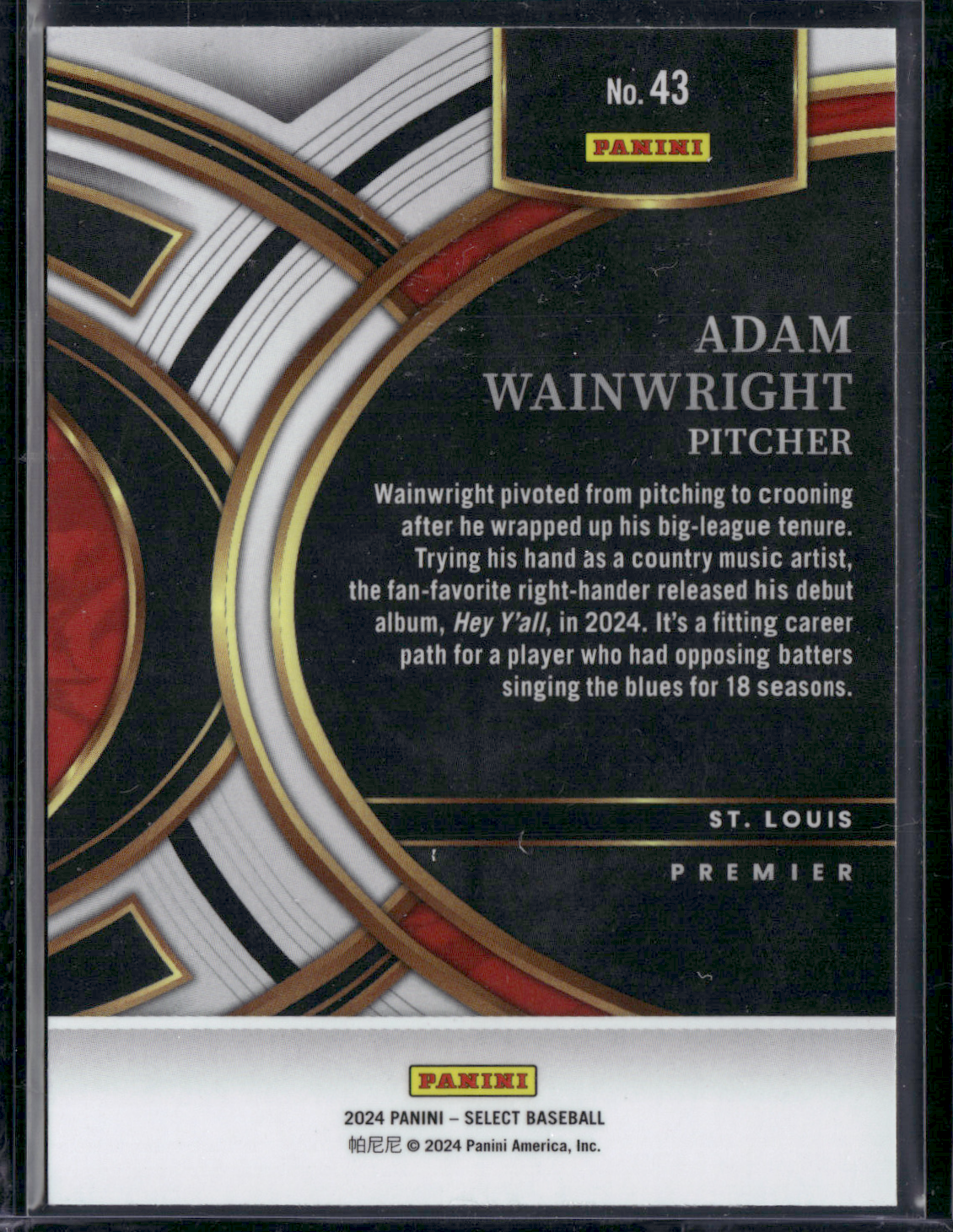 2024 Select Baseball ADAM WAINWRIGHT #43 Premier