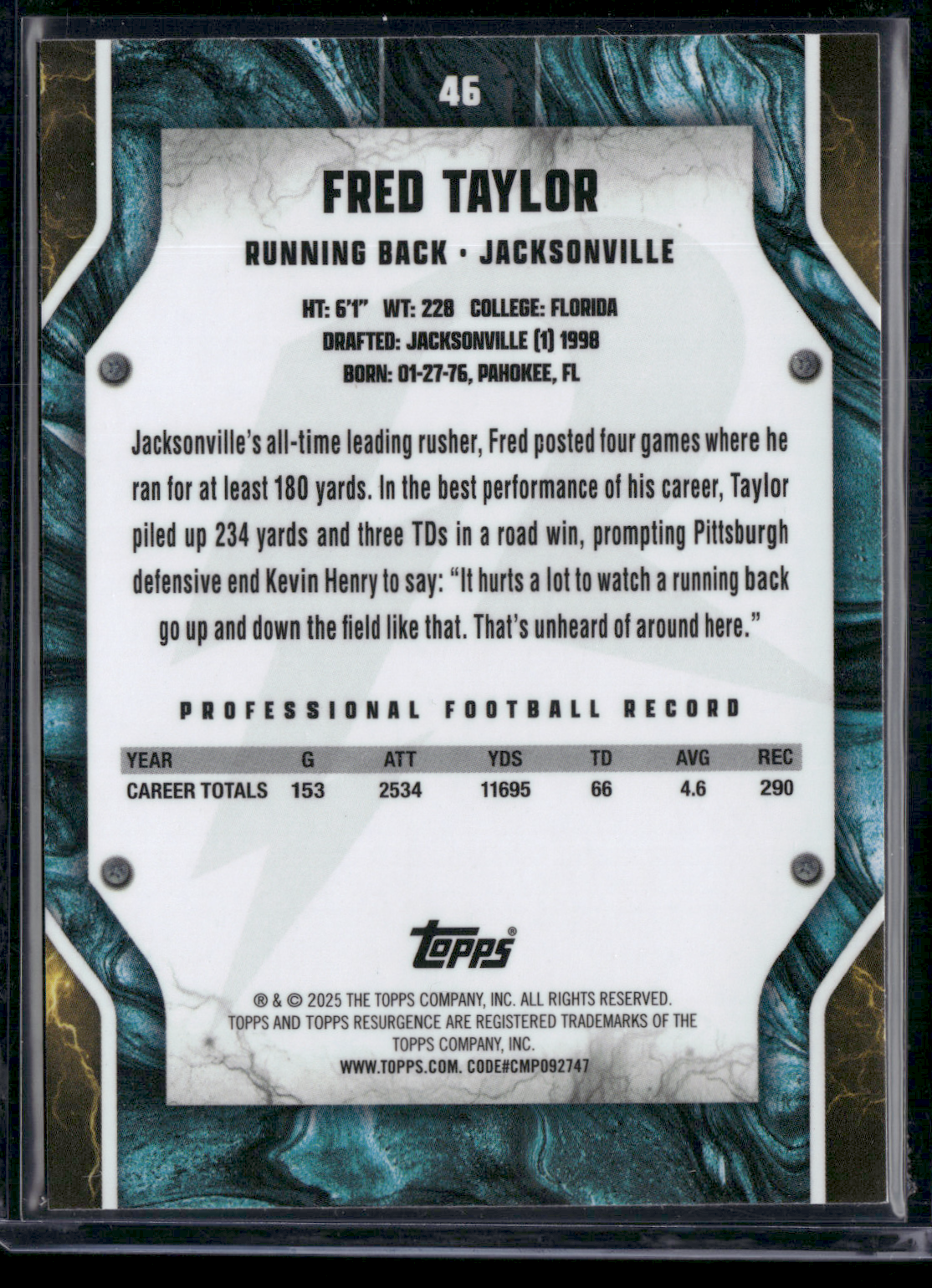 2024 Topps Resurgence FRED TAYLOR #46