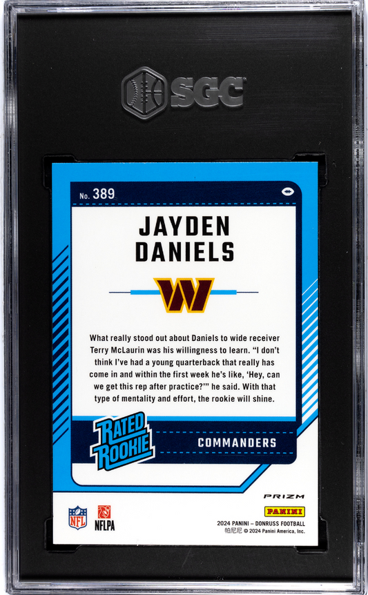 2024 Donruss JAYDEN DANIELS #389 Optic Preview Pink Prizm SGC 10