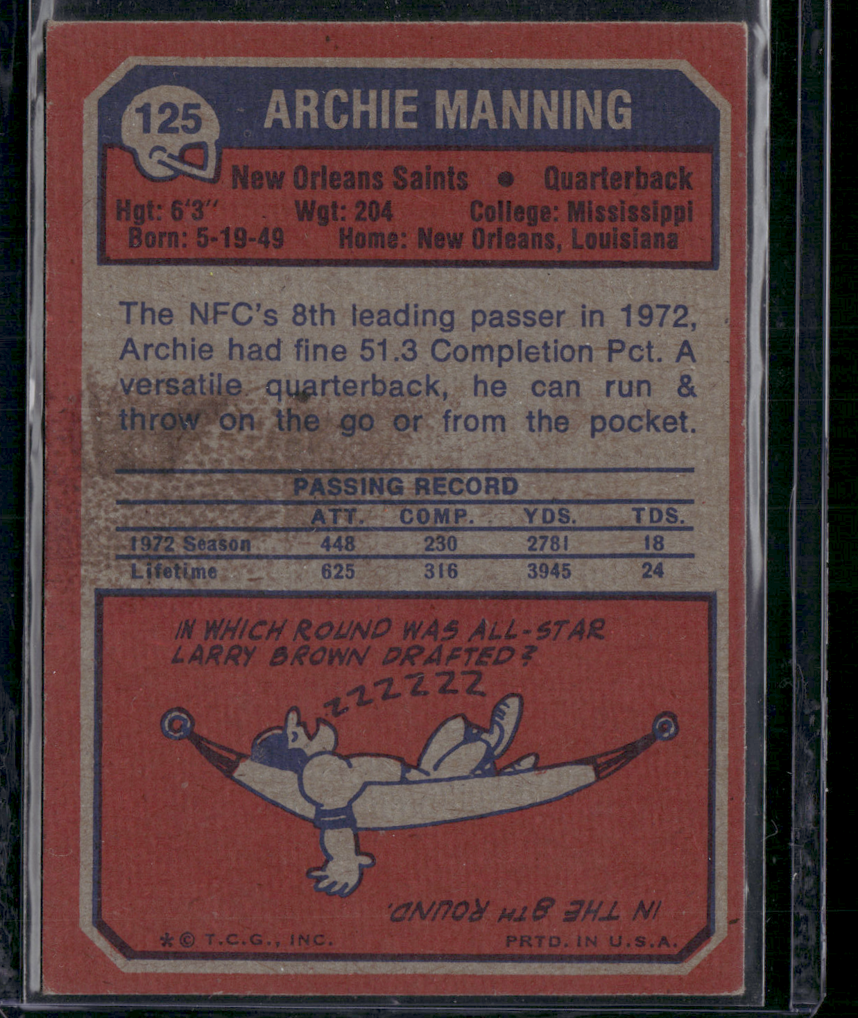 1973 Topps ARCHIE MANNING #125