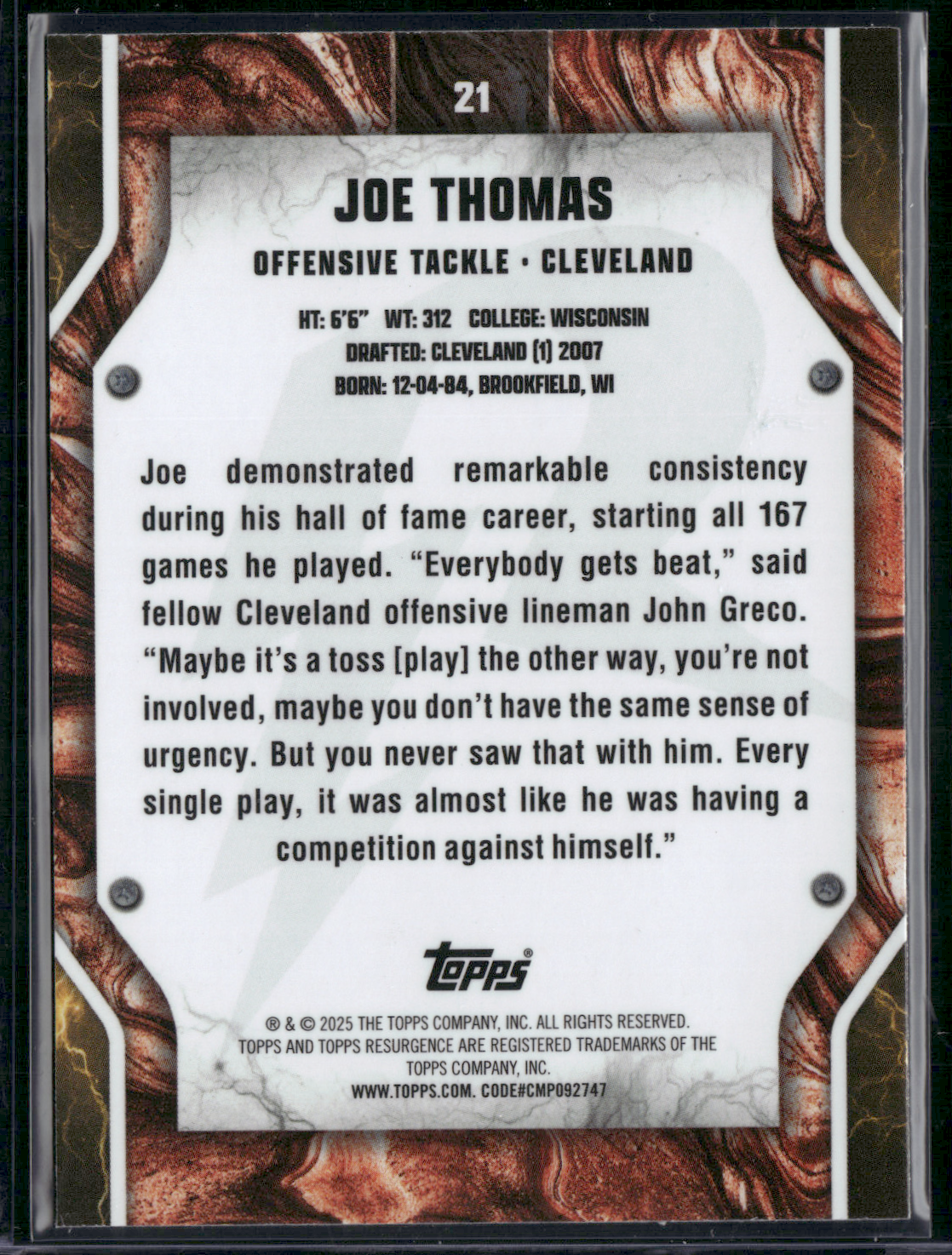 2024 Topps Resurgence JOE THOMAS #21