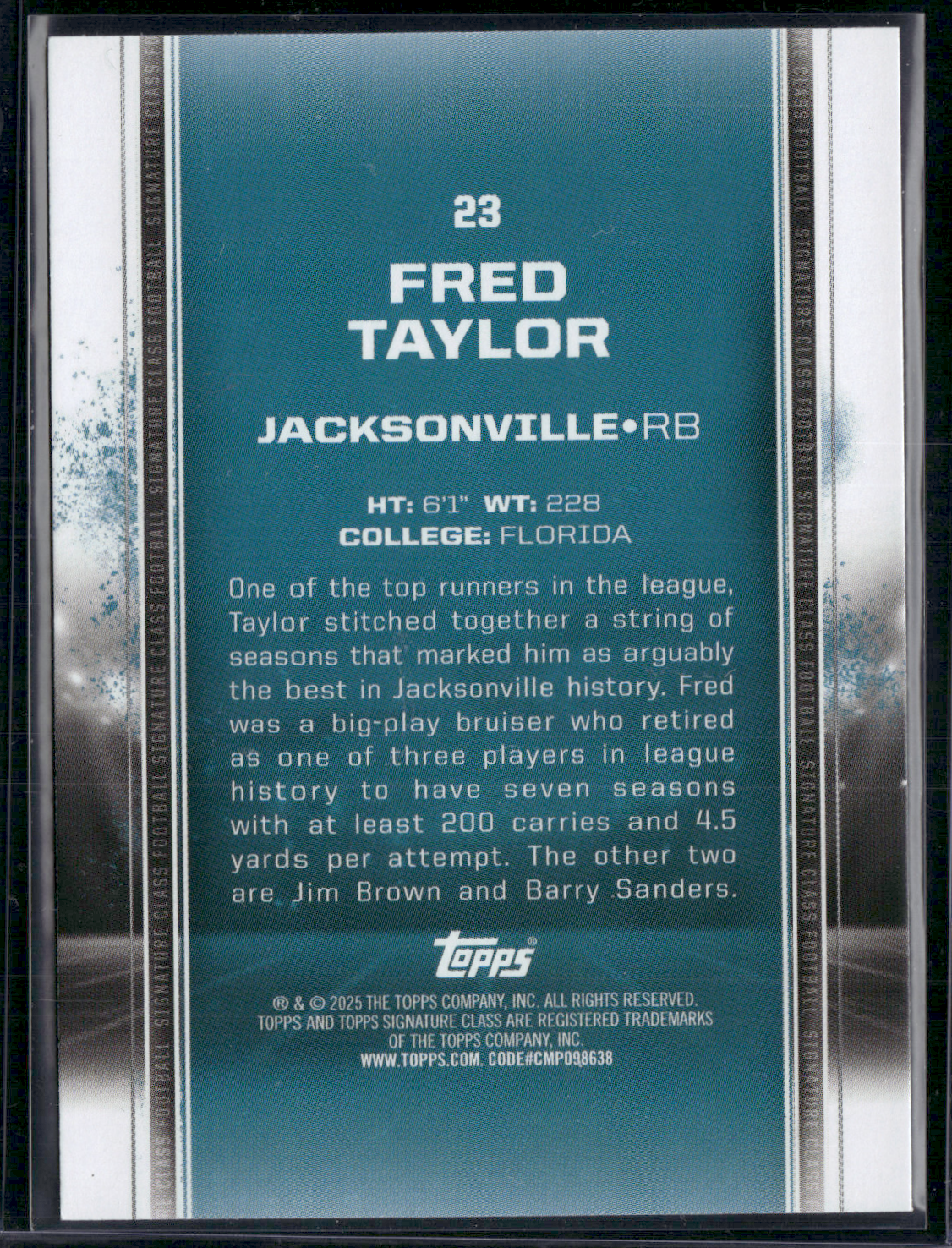 2024 Topps Signature Class FRED TAYLOR #23 COLORFUL