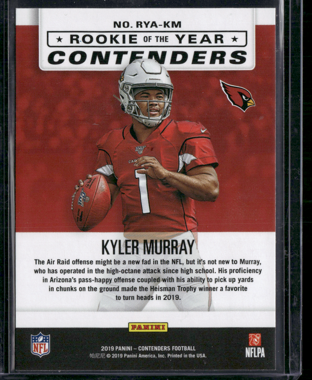 2019 Contenders KYLER MURRAY #RYA-KM Rookie of The Year Contenders