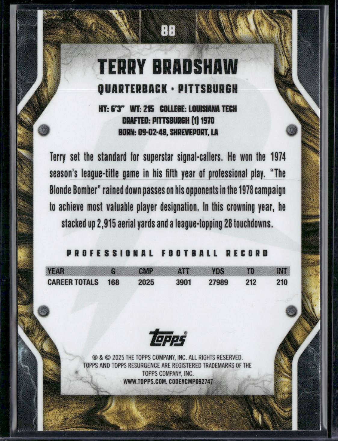 2024 Topps Resurgence TERRY BRADSHAW #88