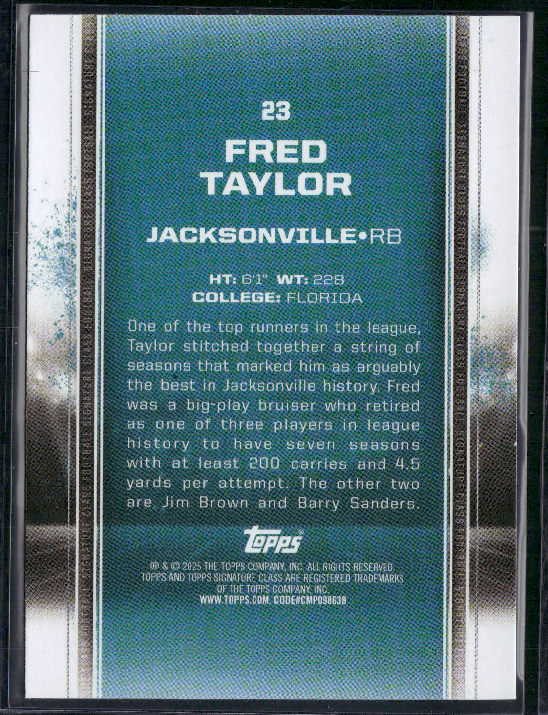 2024 Topps Signature Class FRED TAYLOR #23