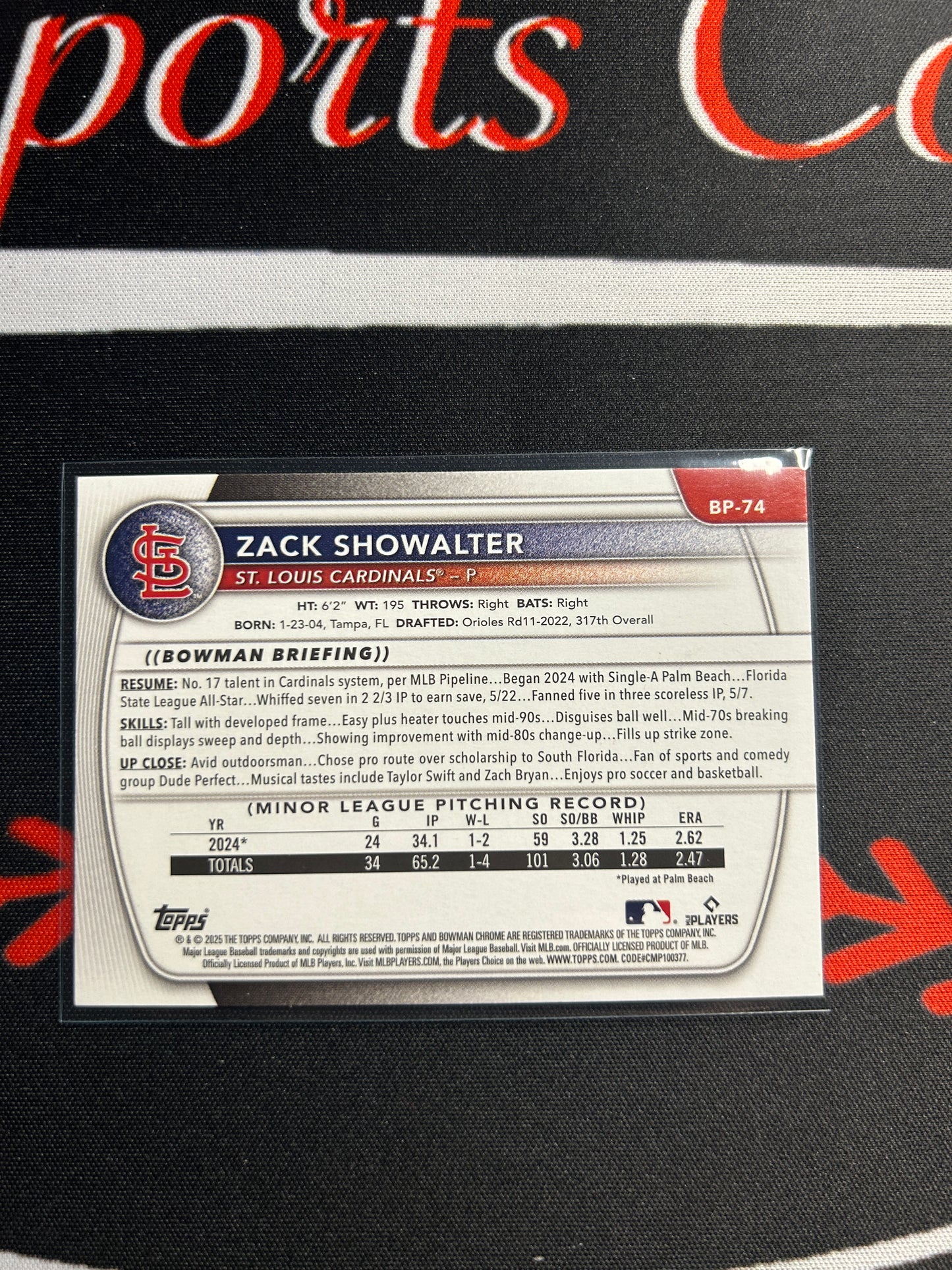 2025 Bowman ZACK SHOWALTER #BP-74 1st Bowman