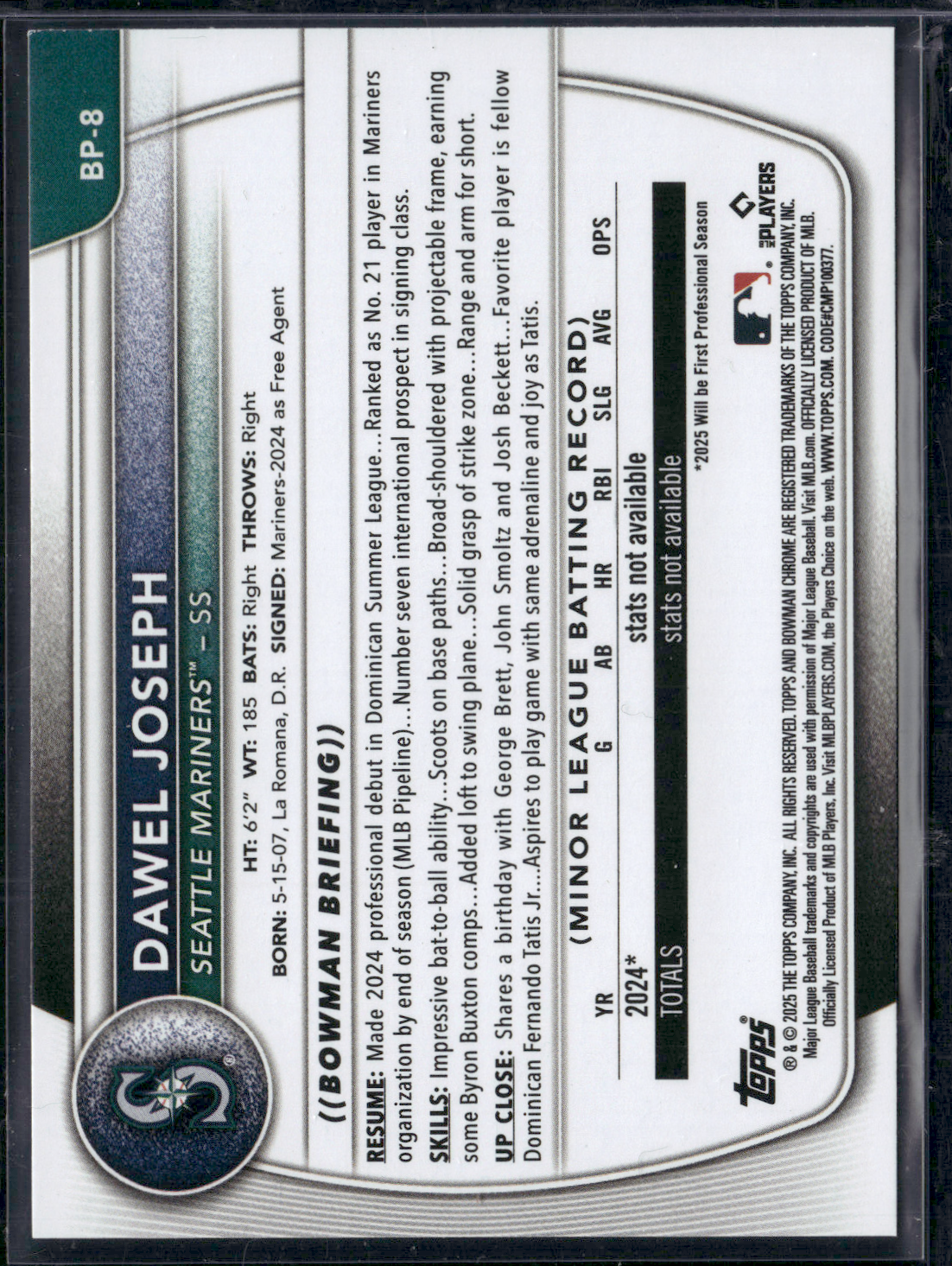 2025 Bowman DAWEL JOSEPH #BP-8